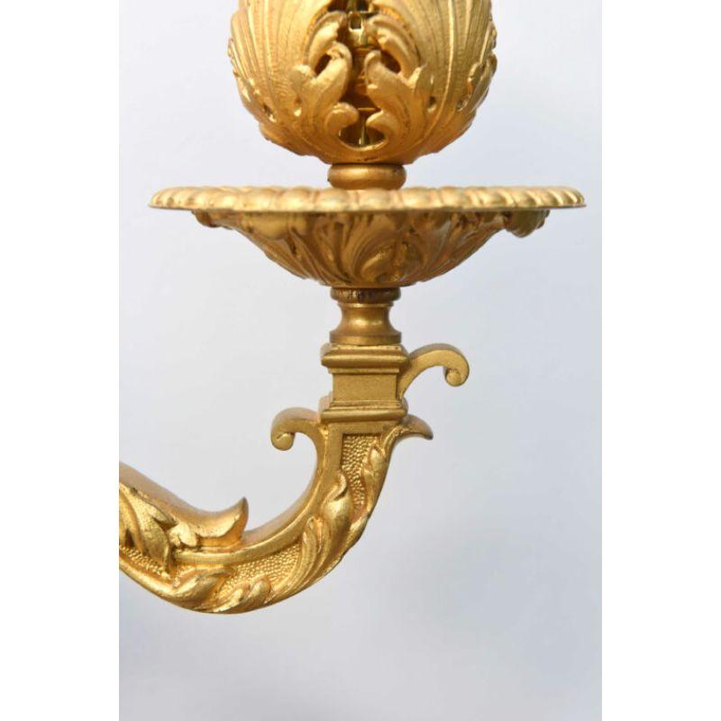 Pair of Double Arm Gilt Sconces with Cut Glass Shades For Sale 5