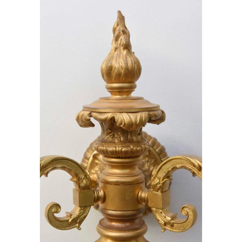 Pair of Double Arm Gilt Sconces with Cut Glass Shades In Excellent Condition For Sale In Canton, MA