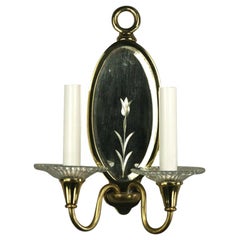 Pair of Double-Arm Mirrored Sconce
