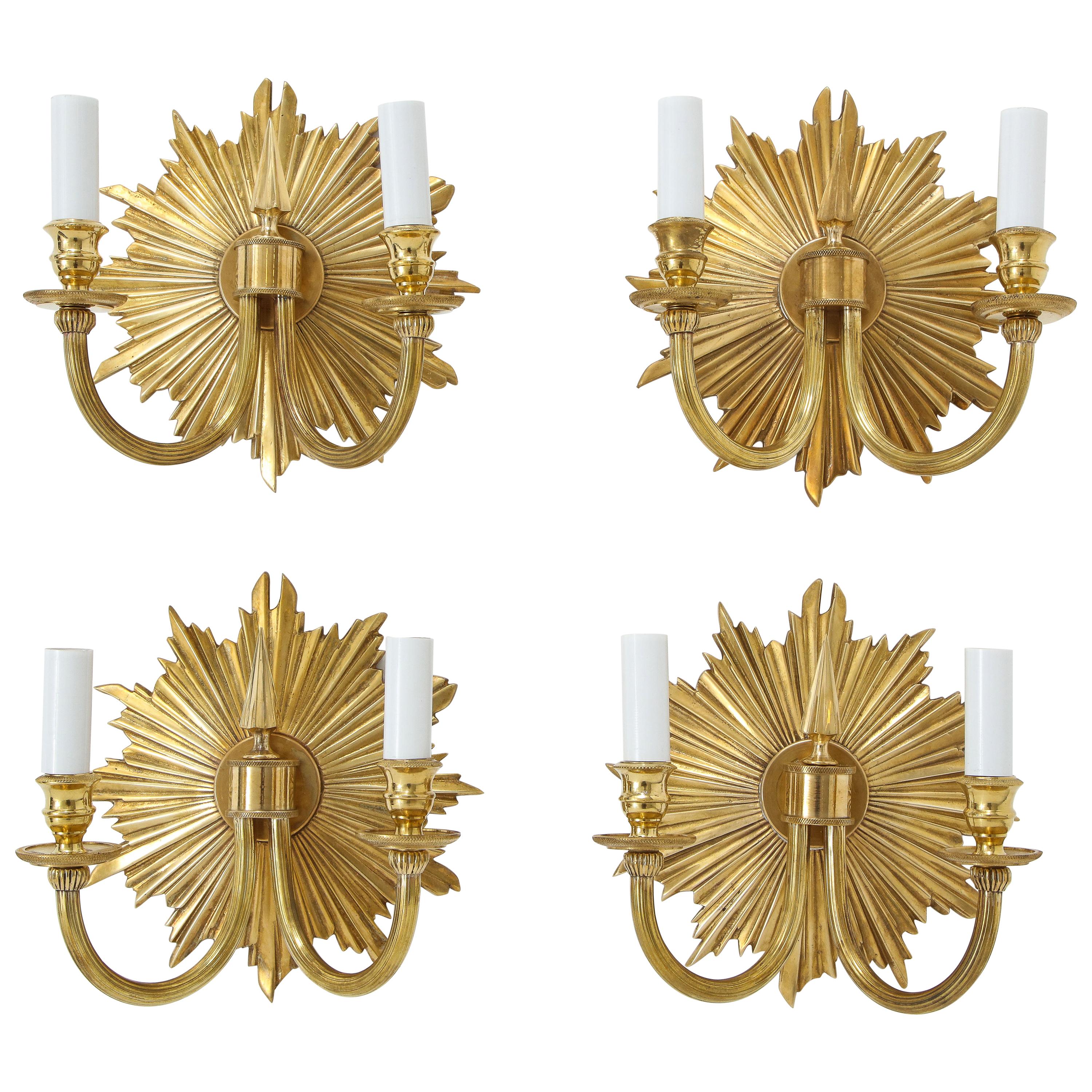 Pair of Double Arm Sunburst Sconces