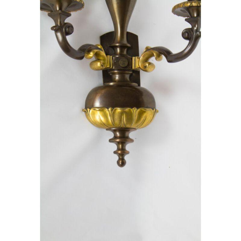 American Pair of Double Arm Two Toned Sconces For Sale