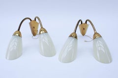 Pair of Double Arm Wall Lamps with Flexible Arms from the 1950s, Probably Italy