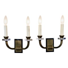 Pair of Double Arm Wall Sconces by Jacque Adnet