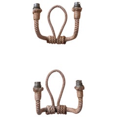 Pair of Double Arms Rope Sconces by Audoux Minnet, France, 1960s