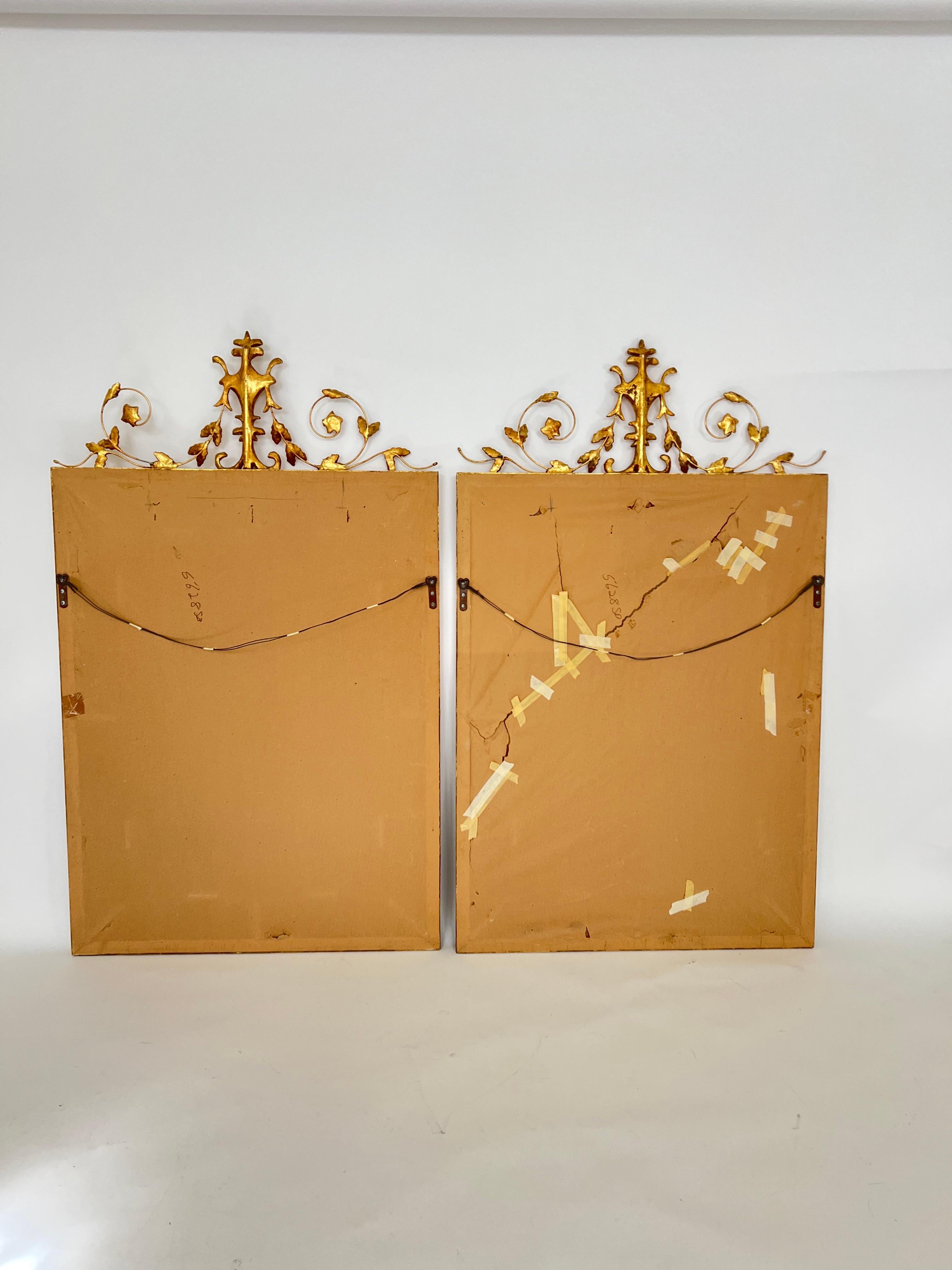 Pair of Double Bordered Hand Gilded Mirrors For Sale 6