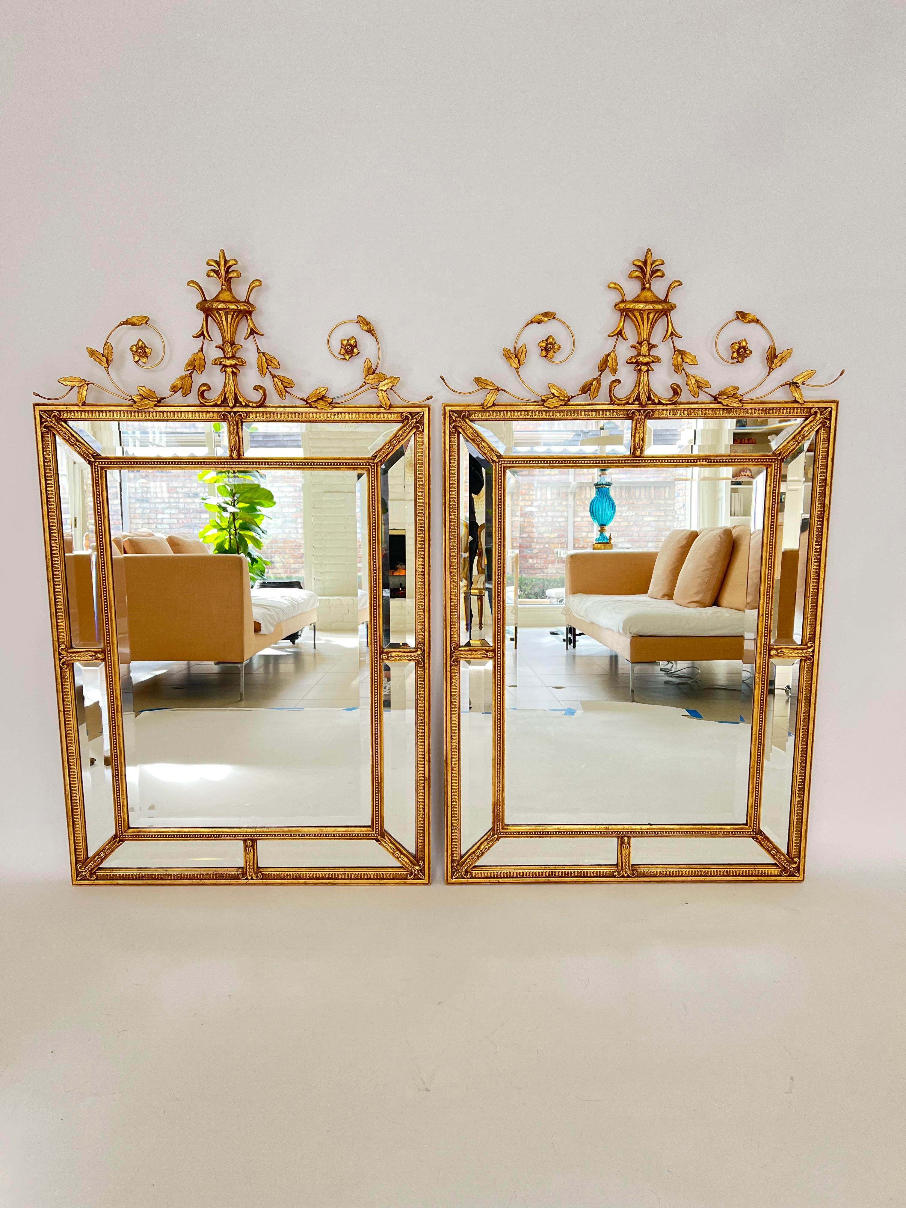 Pair of Double Bordered Hand Gilded Mirrors For Sale 12