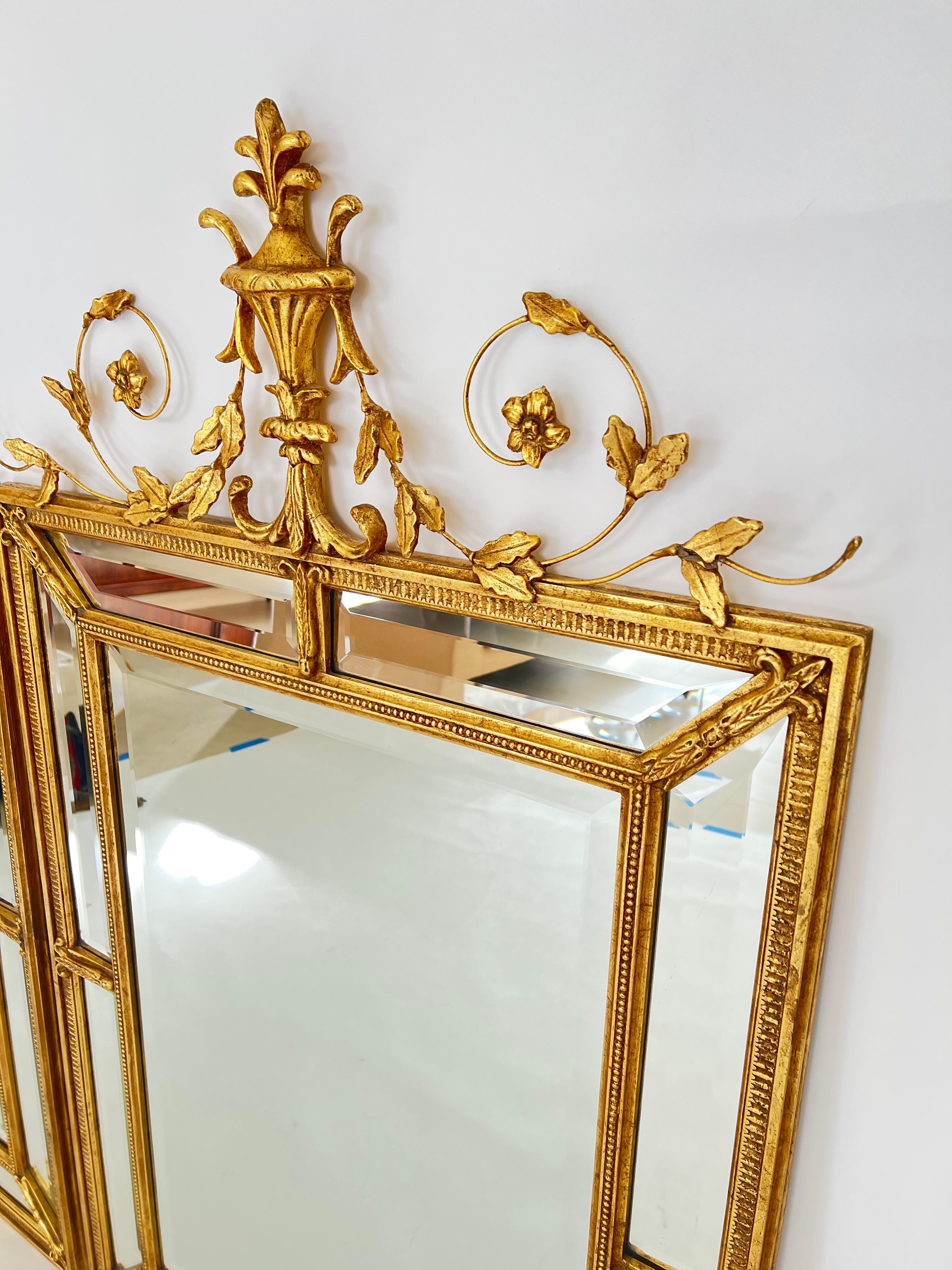 Pair of Double Bordered Hand Gilded Mirrors In Good Condition For Sale In Dallas, TX