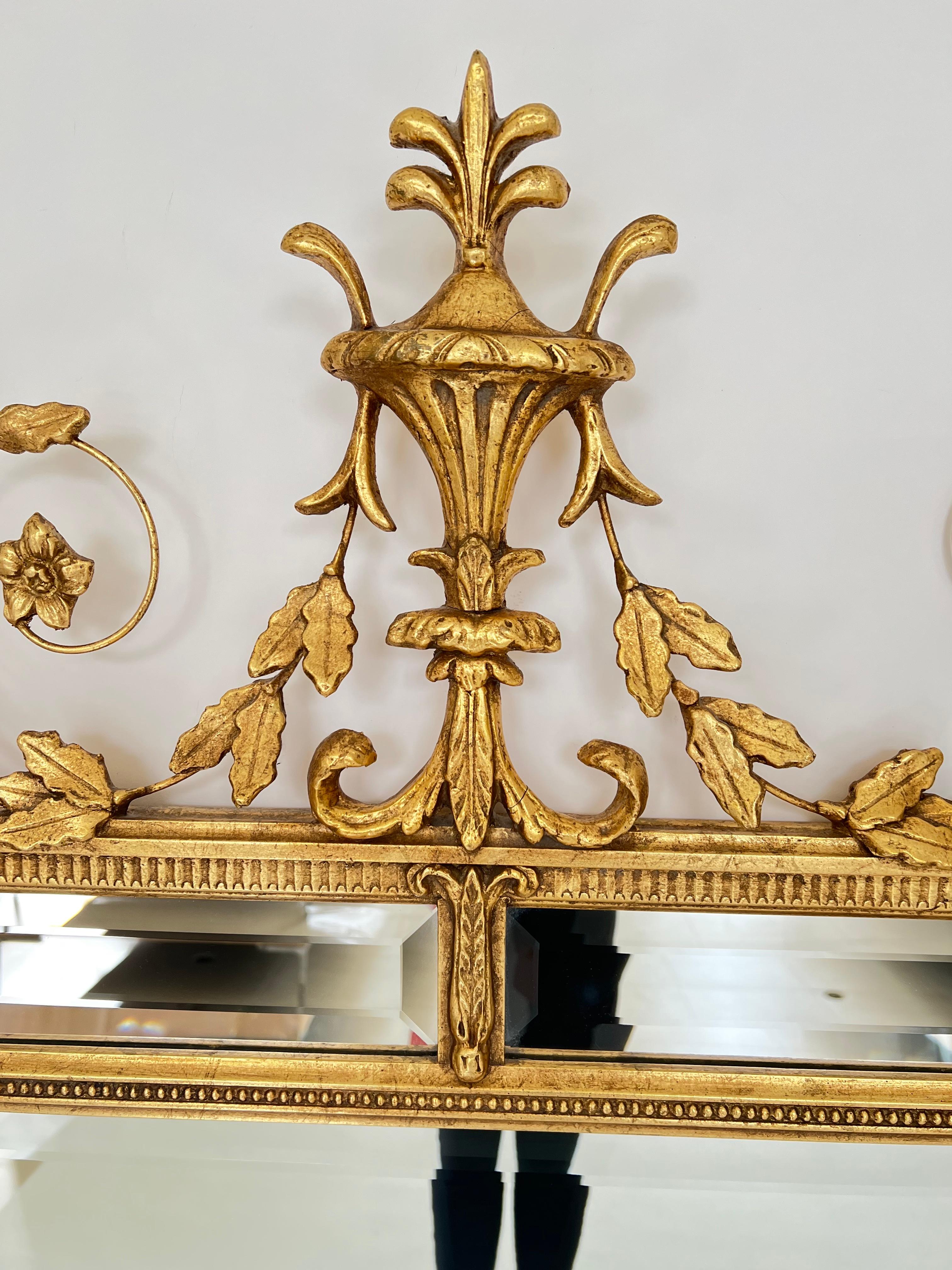 Glass Pair of Double Bordered Hand Gilded Mirrors For Sale