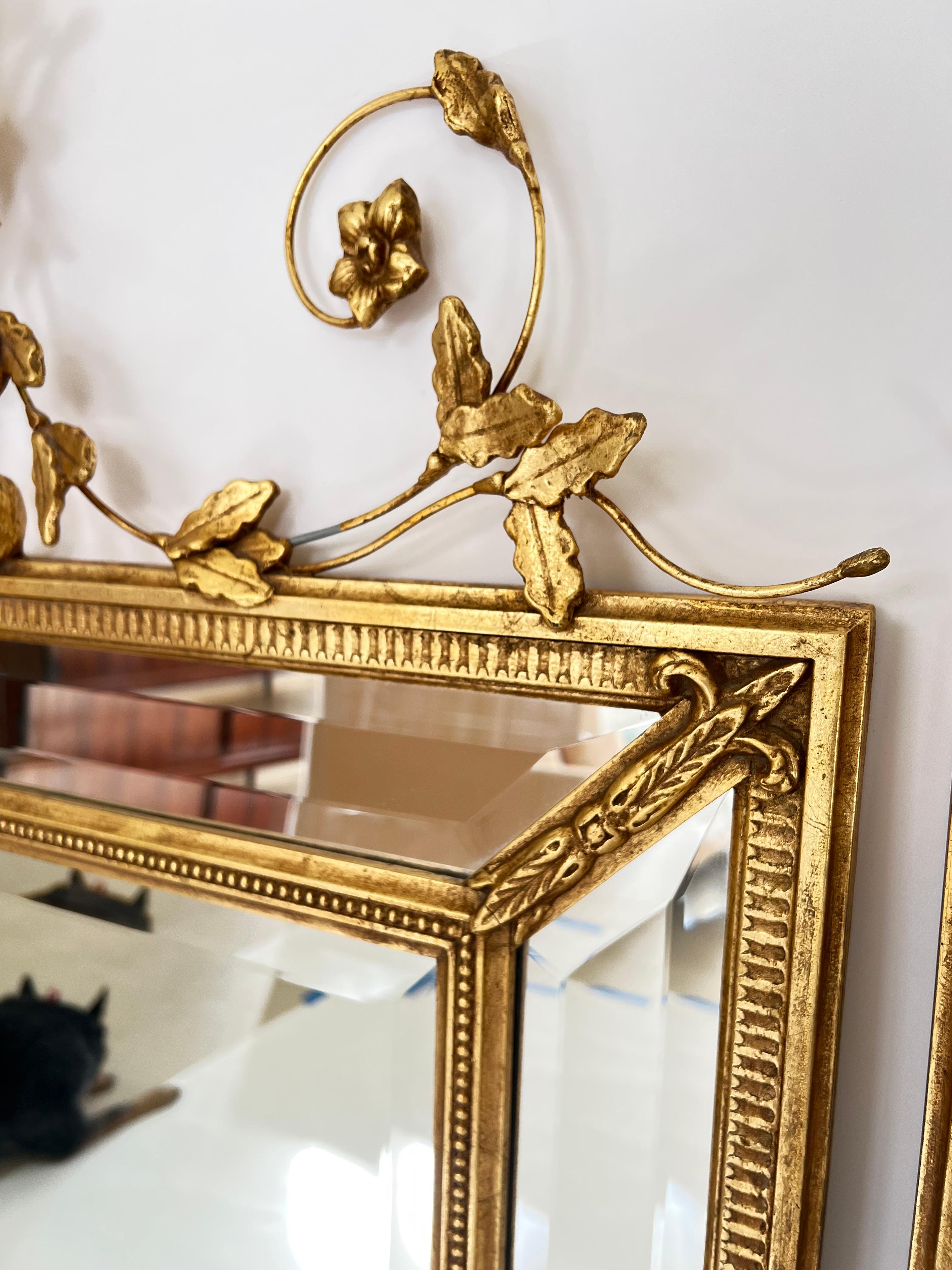 Pair of Double Bordered Hand Gilded Mirrors For Sale 1