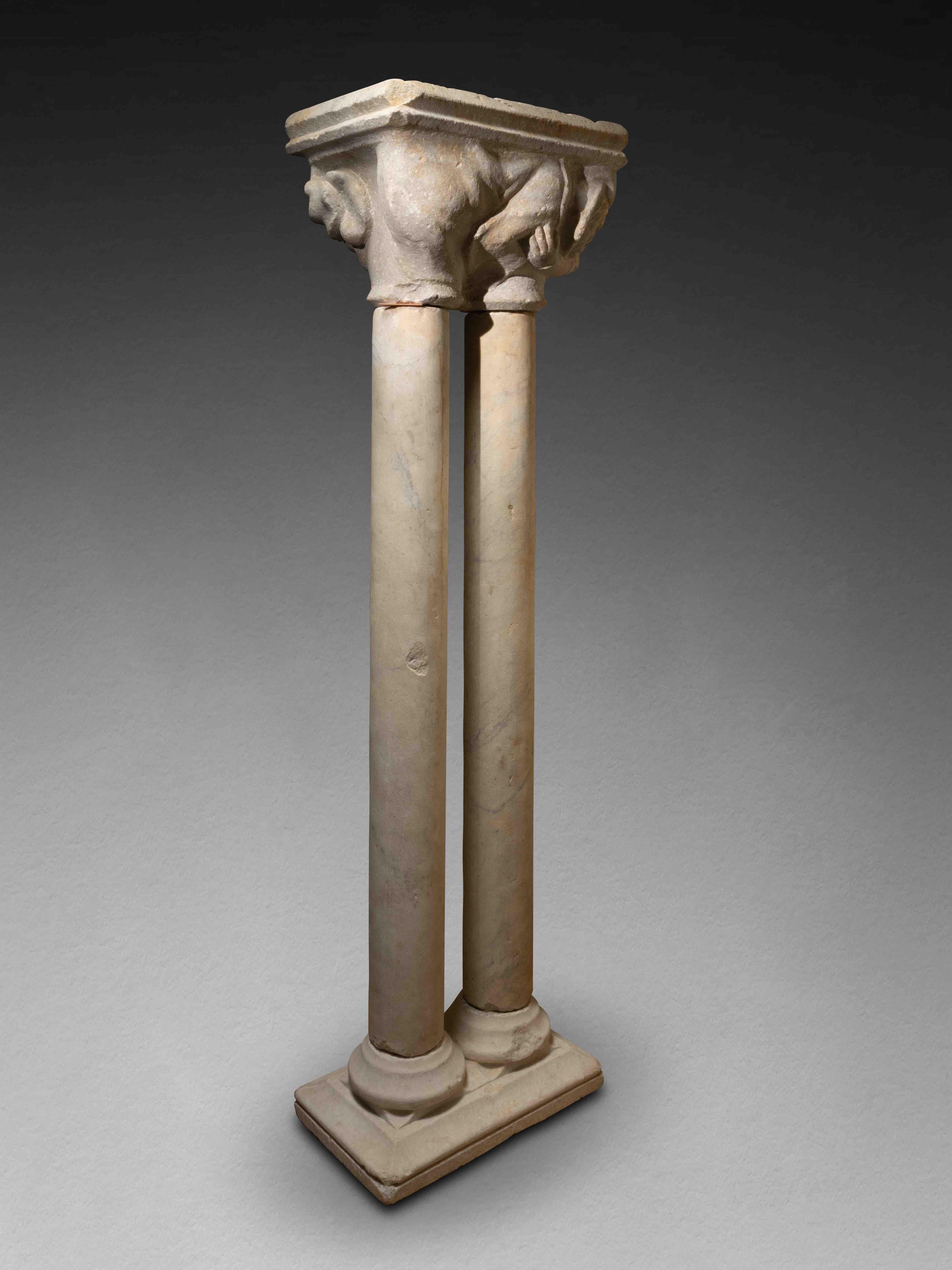 Medieval Pair of Double Cloister Capitals on Two Columns, Toulouse, 14th Century For Sale