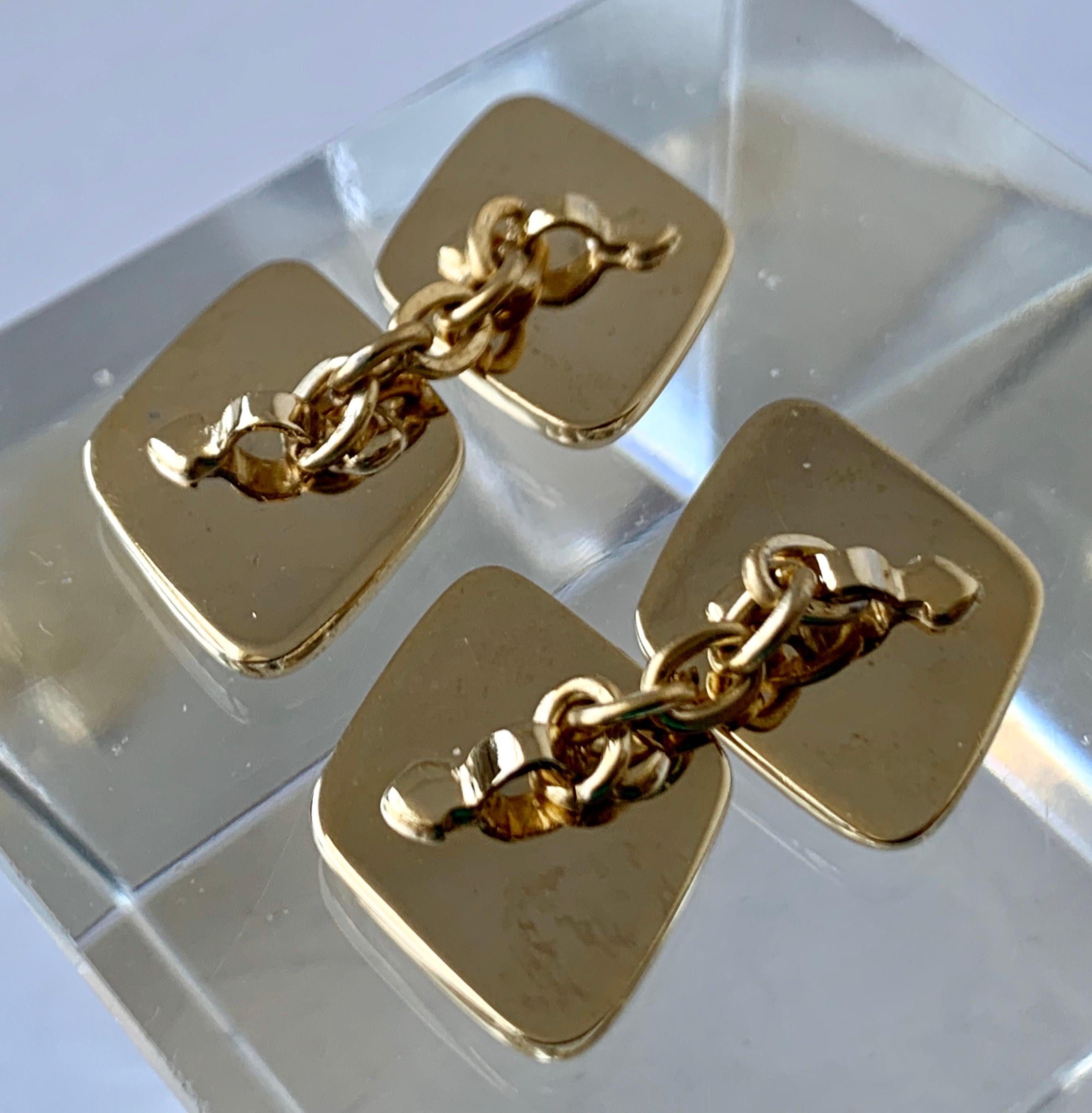 Cufflinks with Double Diamond Shape and Raised Design-A Pair In Good Condition For Sale In West Palm Beach, FL