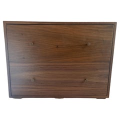 Pair of Double Drawer Walnut Nightstands with Coffee-toned Finish 