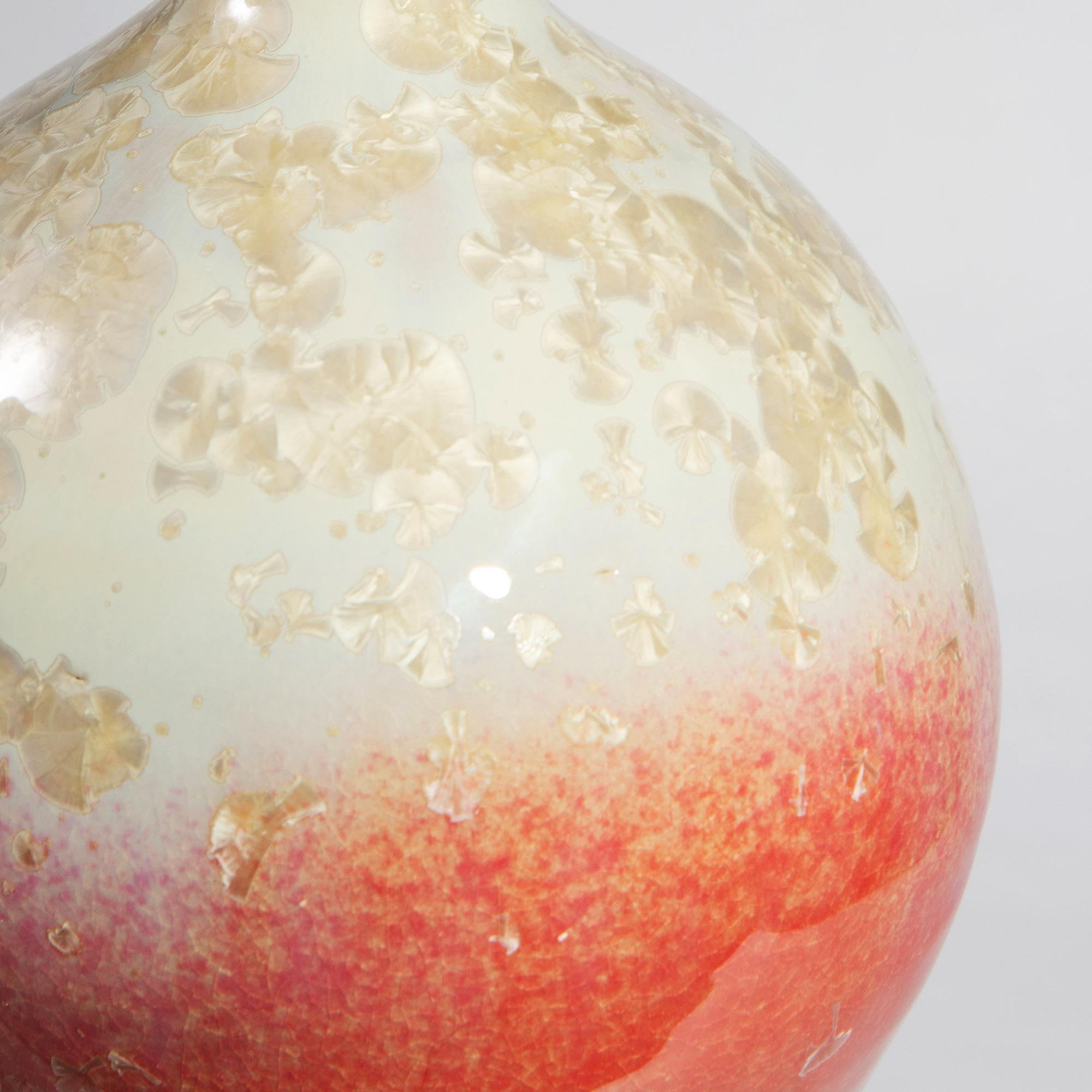 Paire de lampes de table en céramique à double gourde et émail cristallin en vente 1