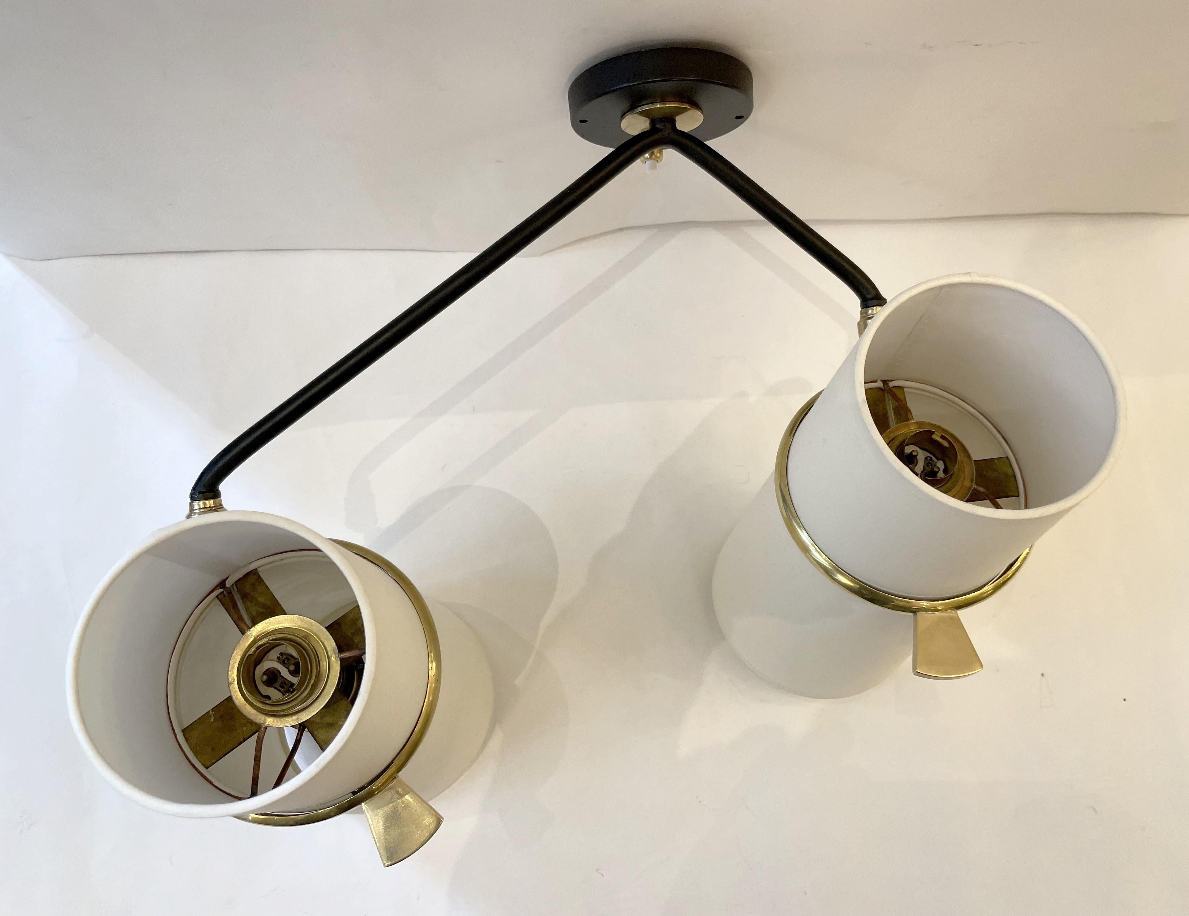 Mid-20th Century Pair of Double, Light Wall Lights, Maison Lunel France circa 1950