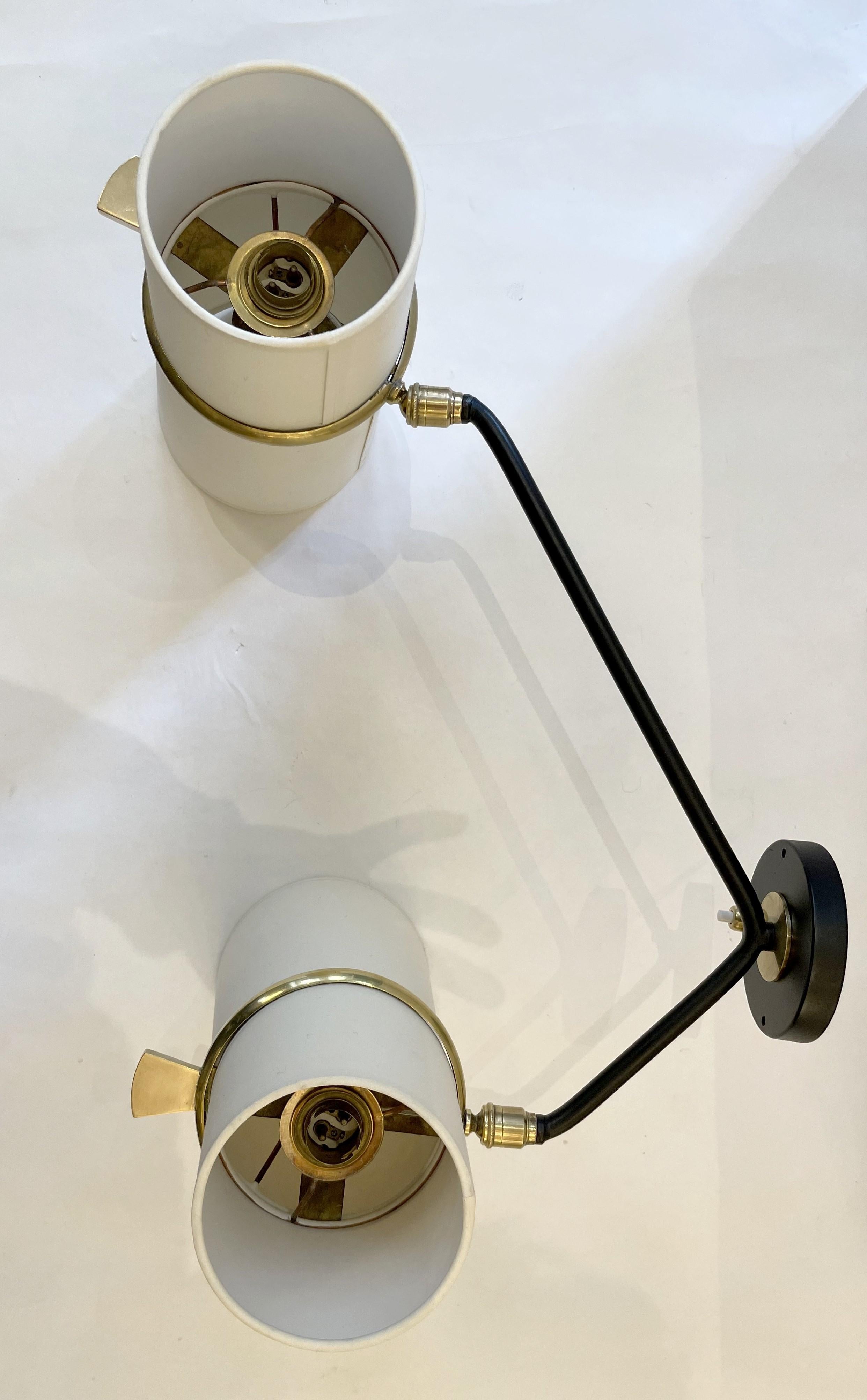 Pair of Double, Light Wall Lights, Maison Lunel France circa 1950 1