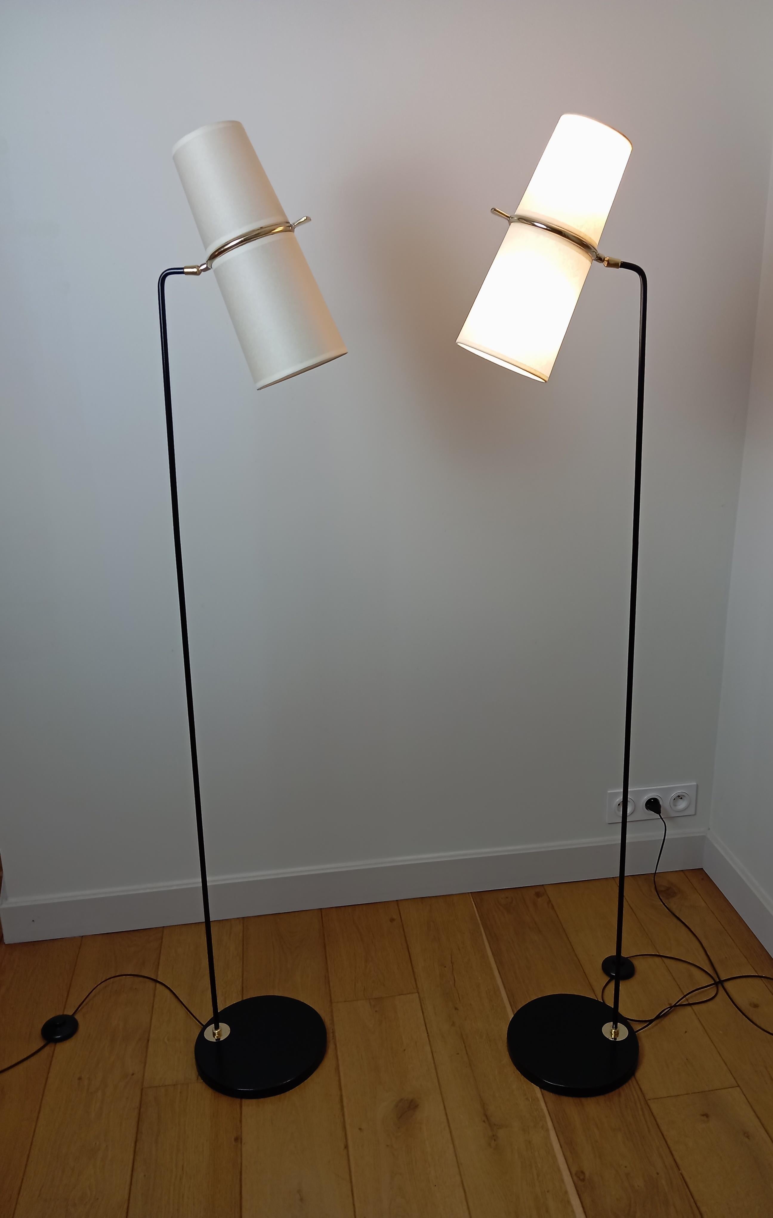 20ième siècle Paire de lampadaires à double éclairage, R. Lunel. en vente