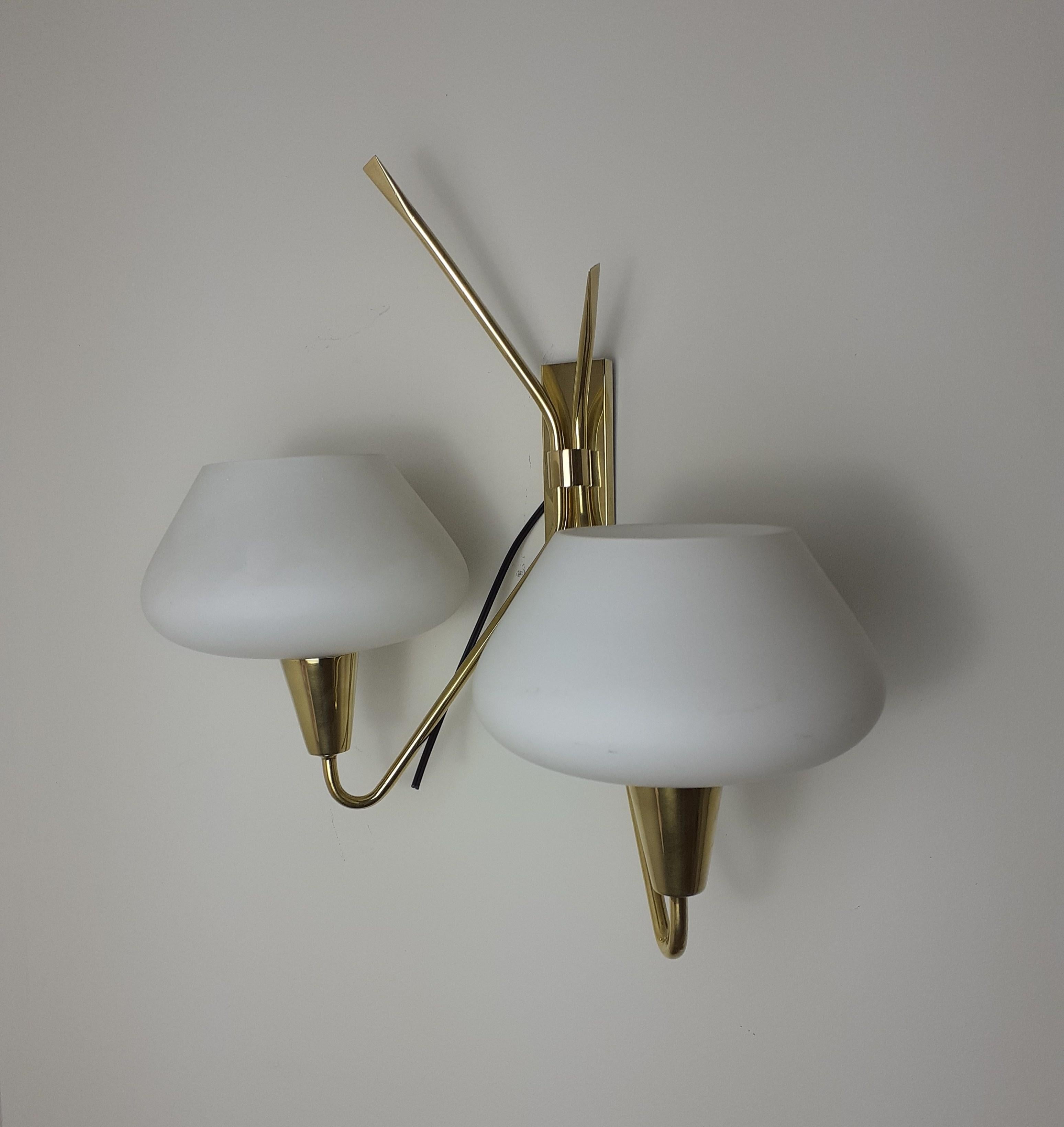 Pair of Double Sconces from the 1950s by Maison Lunel For Sale 8