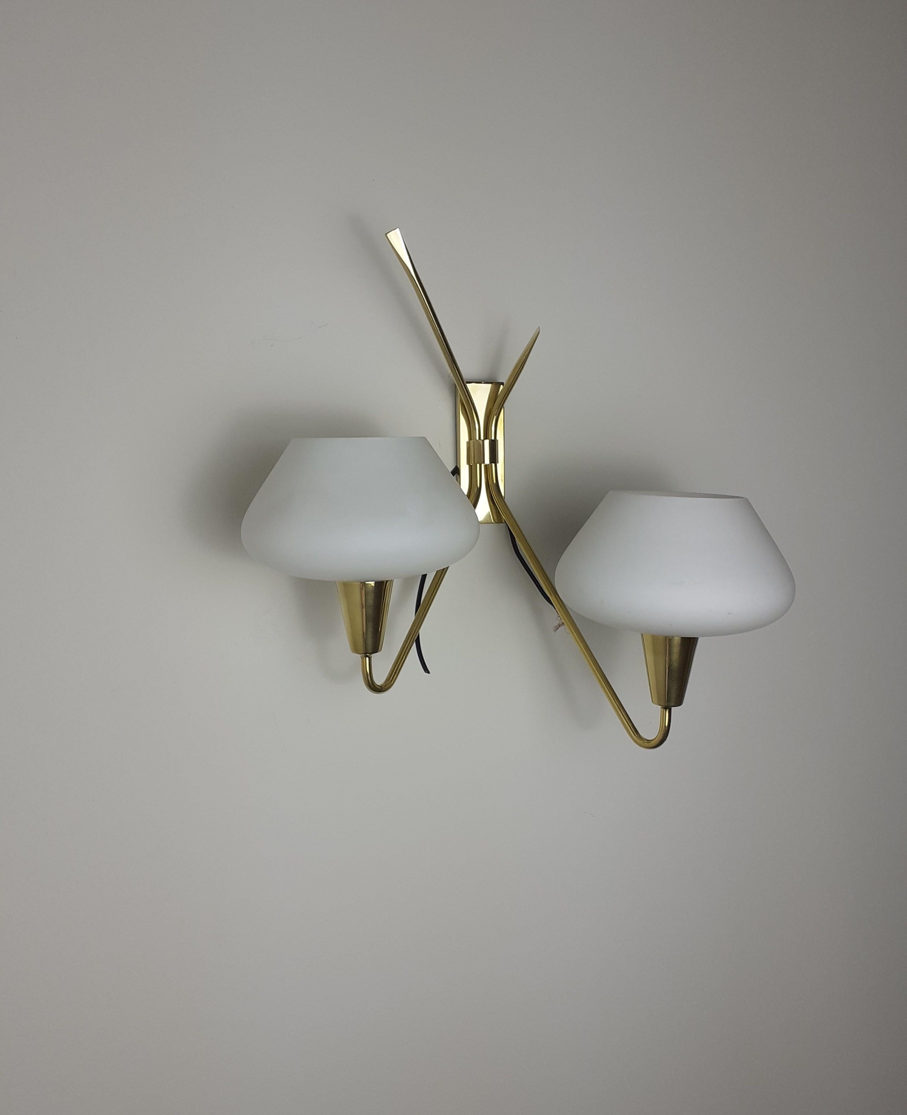 Pair of Double Sconces from the 1950s by Maison Lunel For Sale 9