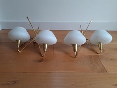 Pair of Double Sconces from the 1950s by Maison Lunel
