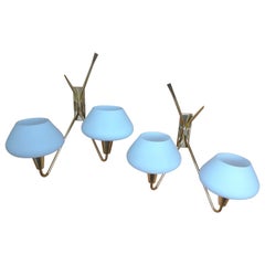 Pair of Double Sconces from the 1950s by Maison Lunel
