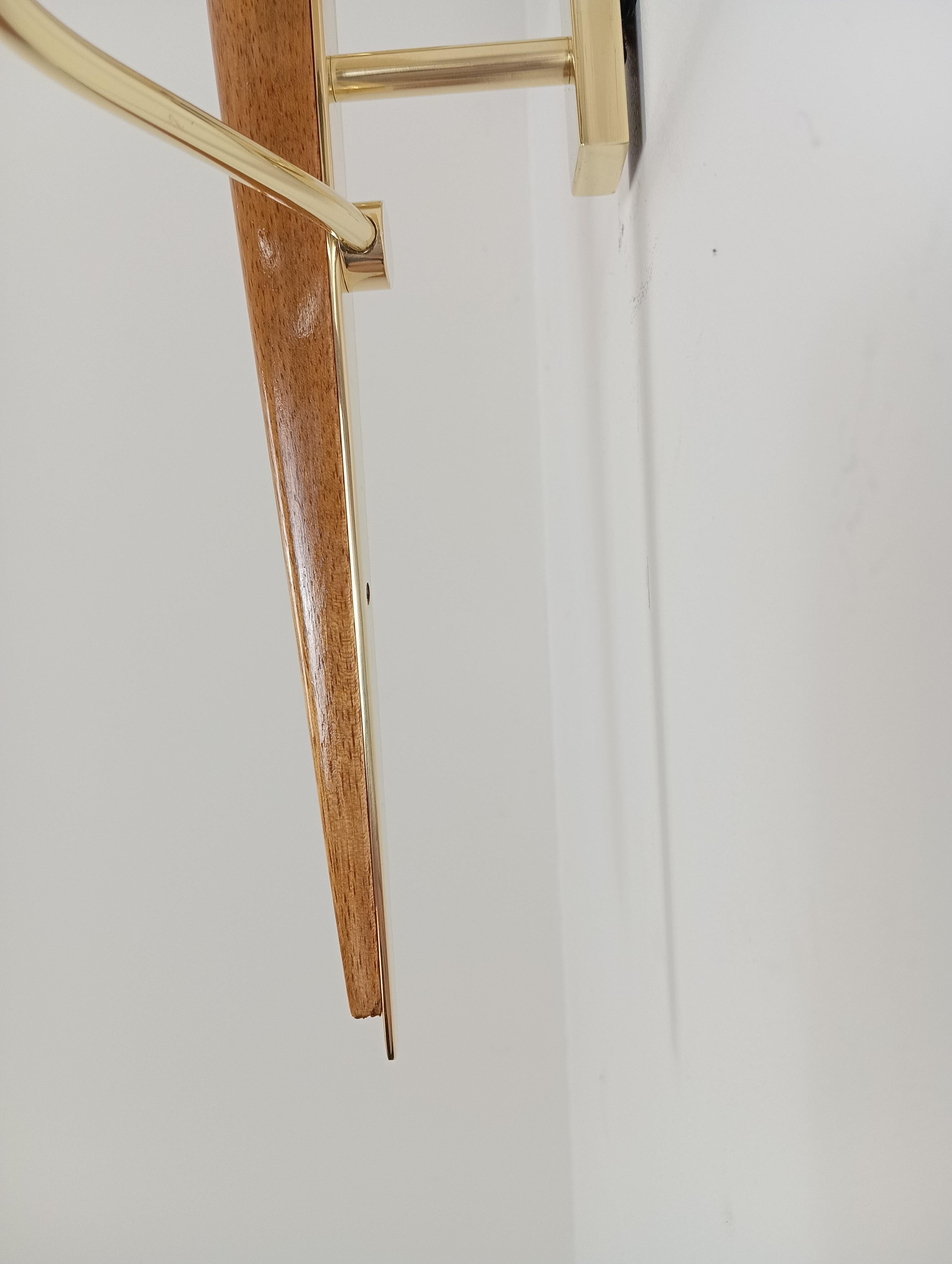 Pair of double sconces in brass and teak wood, Maison Lunel circa 1950 8