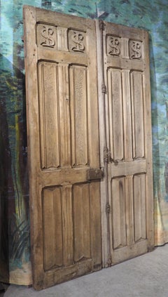 Pair of Double Sided 19th Century French Oak and Iron Cathedral Doors