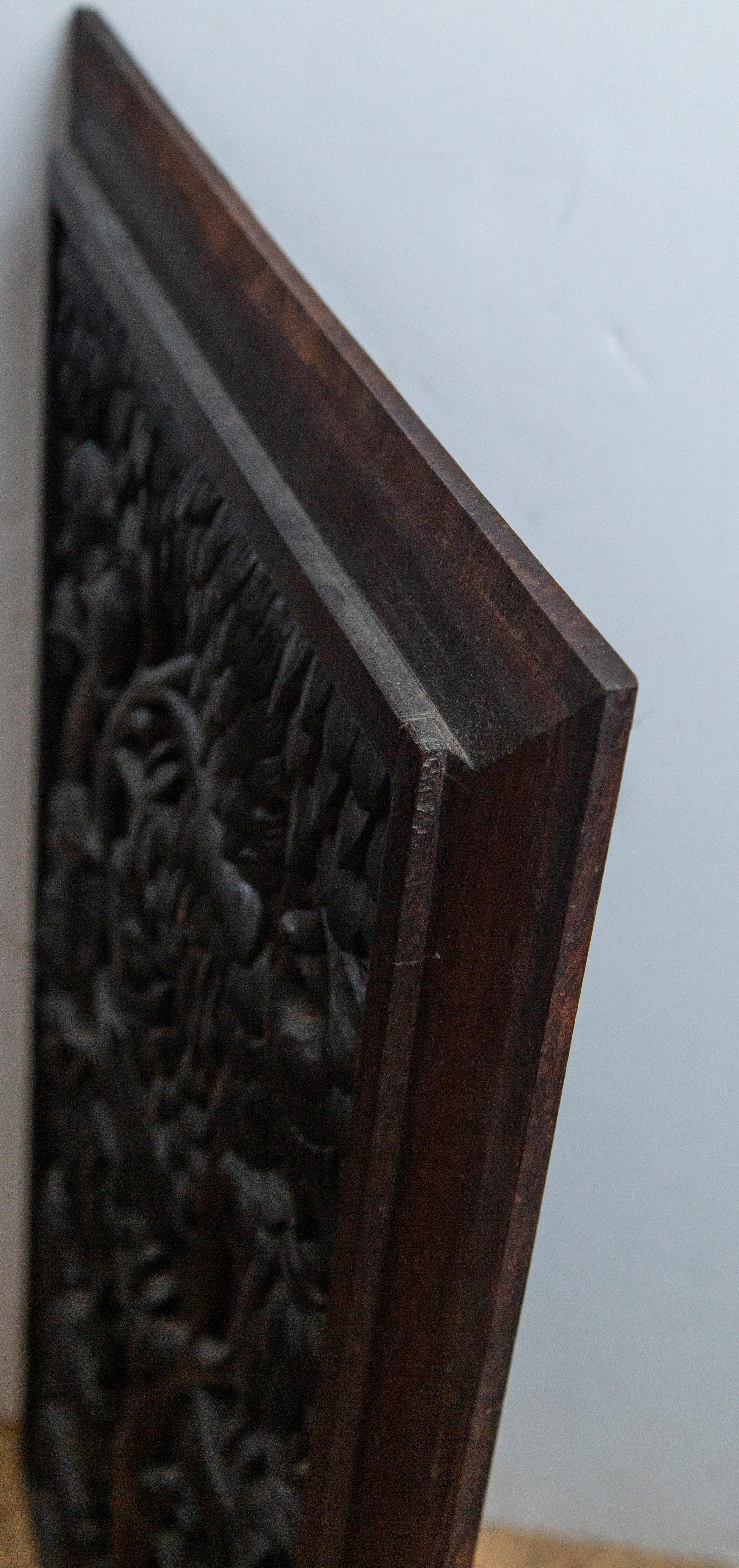 Paire de panneaux double face en bois sculpté d'Inde du Sud en vente 1