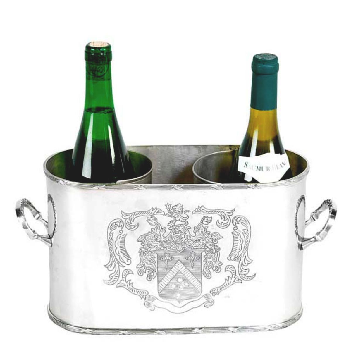 Paar doppelt versilberte Eiskübel. (Französisch) im Angebot