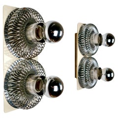 Paar Wandleuchten mit doppelter Federung von Philippe Rogier für Oxar, Frankreich, 1970er Jahre