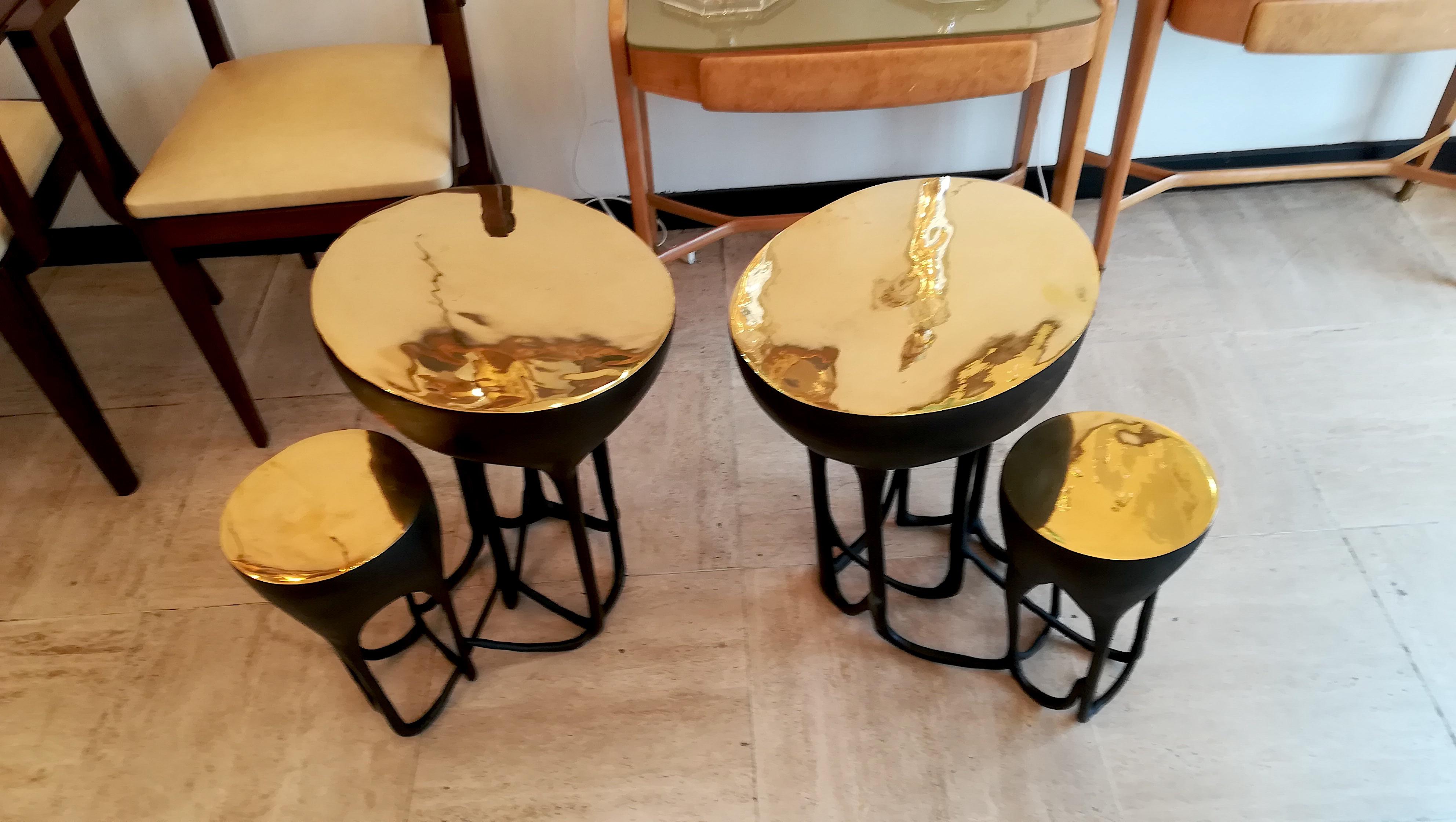 Pair of Double Top Bronze Side Tables 4