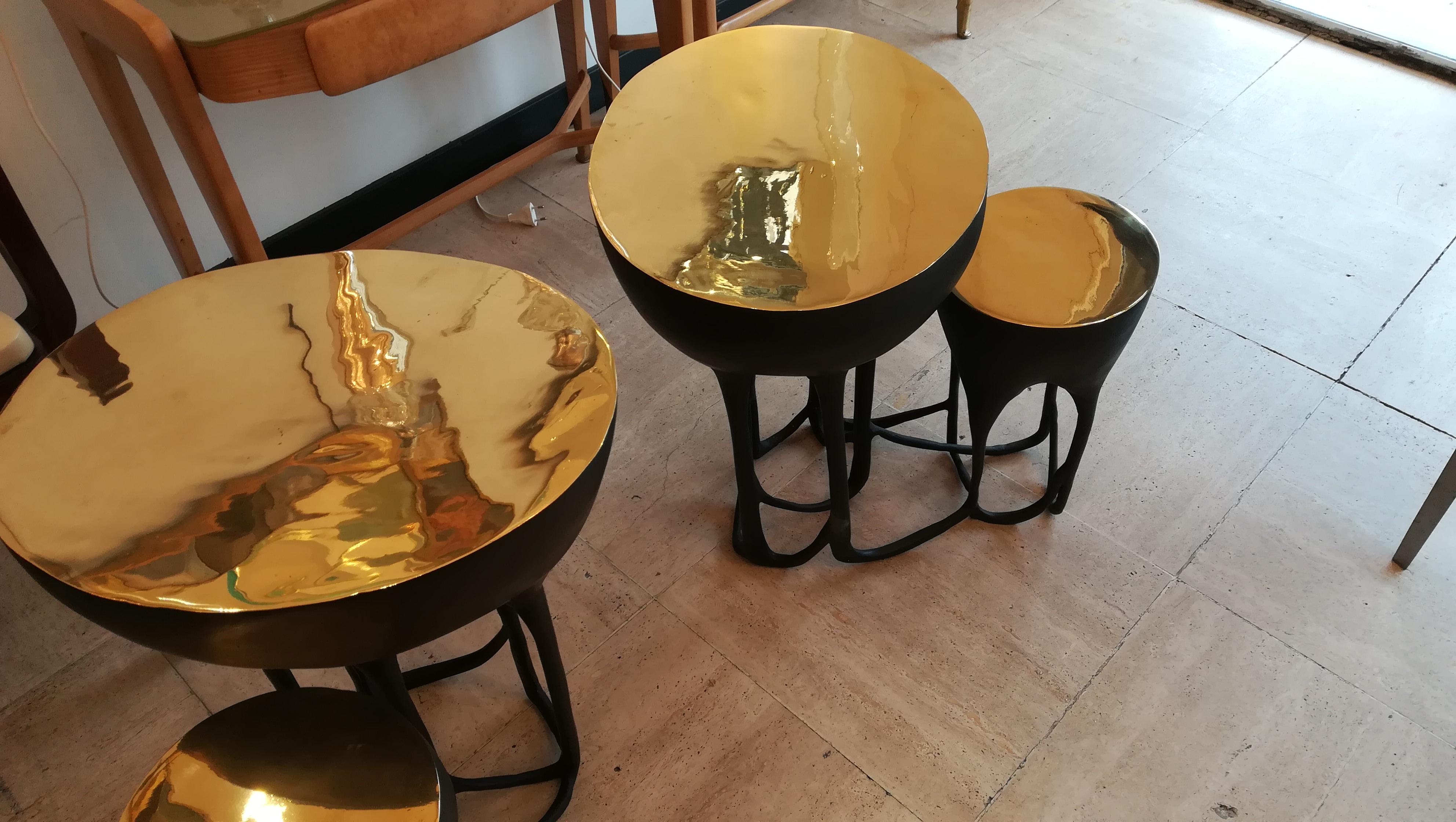 French Pair of Double Top Bronze Side Tables