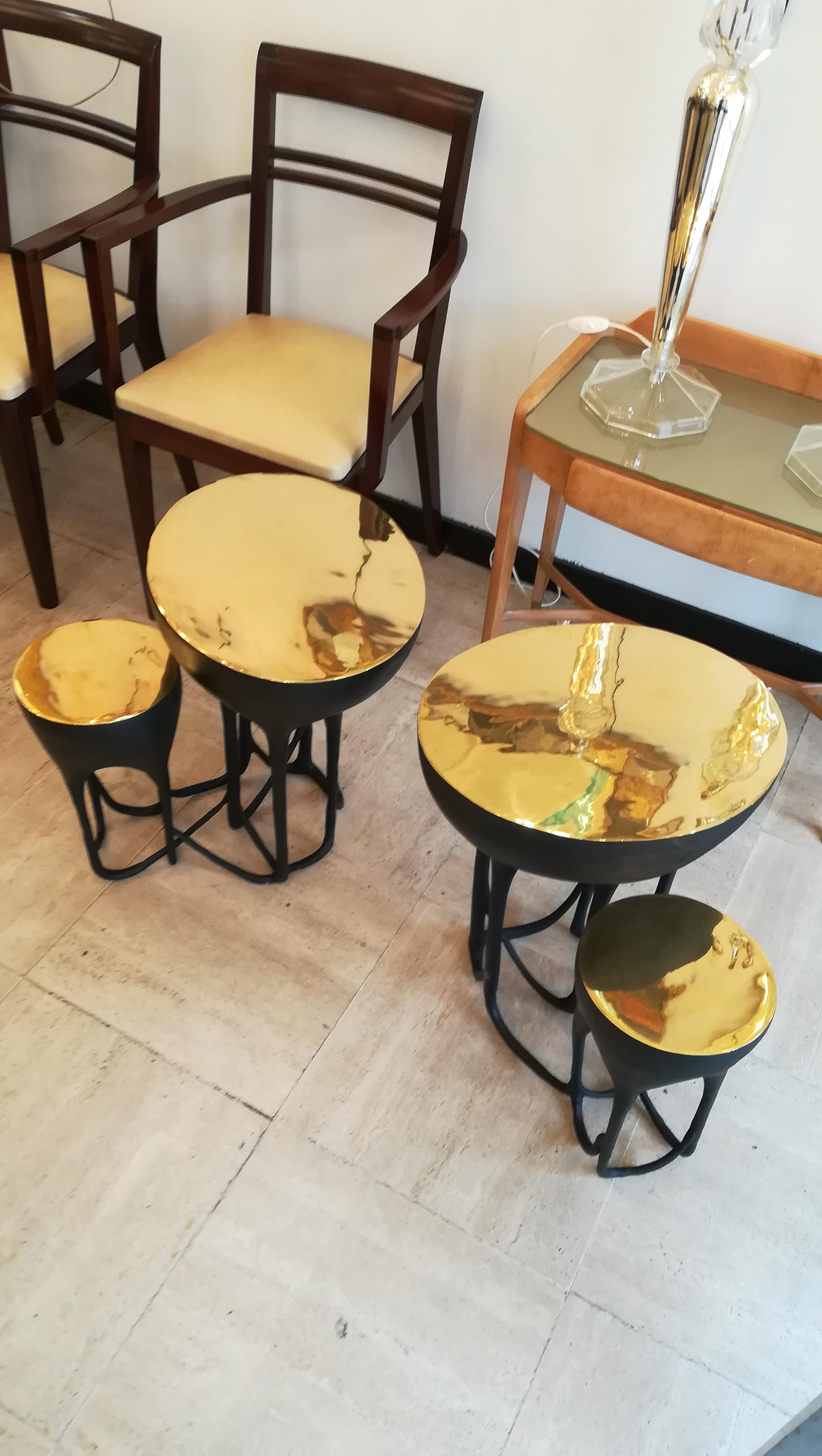 Pair of Double Top Bronze Side Tables In Excellent Condition In Saint-Ouen, FR