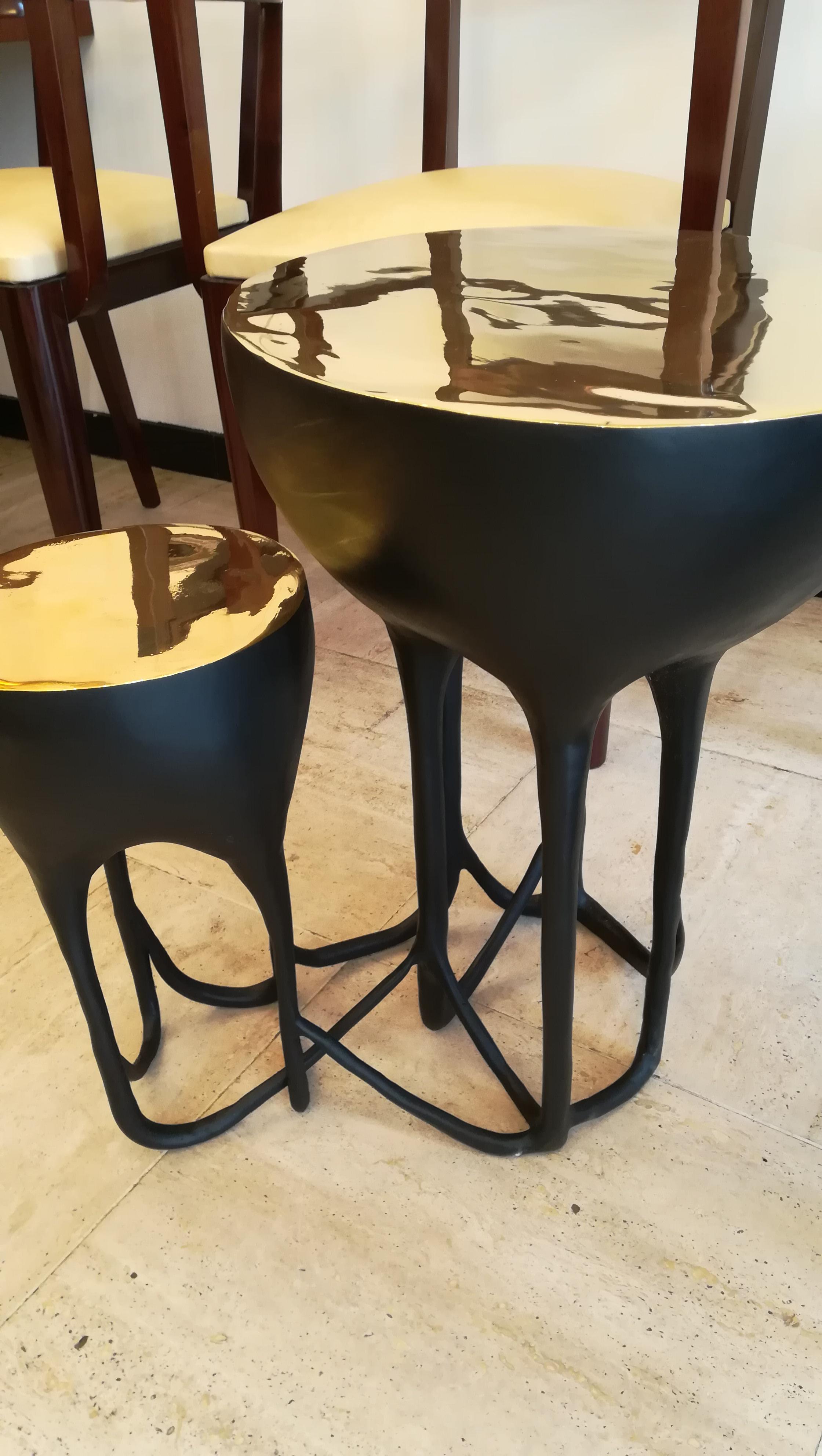 Pair of Double Top Bronze Side Tables 1