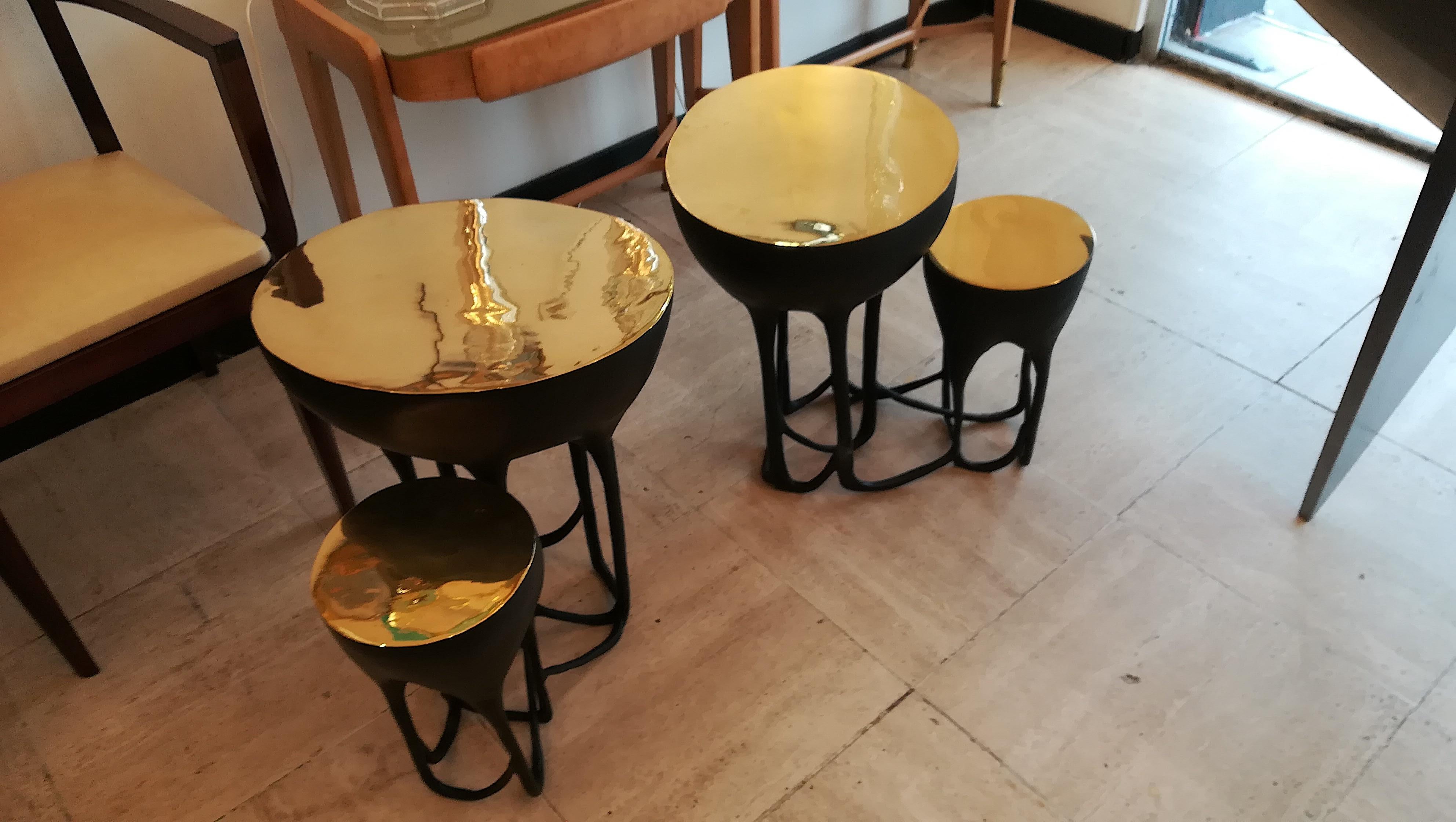 Pair of Double Top Bronze Side Tables 2
