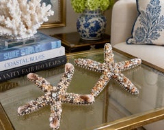 Coppia di sculture a forma di stella marina in conchiglia e cristalli Swarovski di Douglas Cloutier, firmate