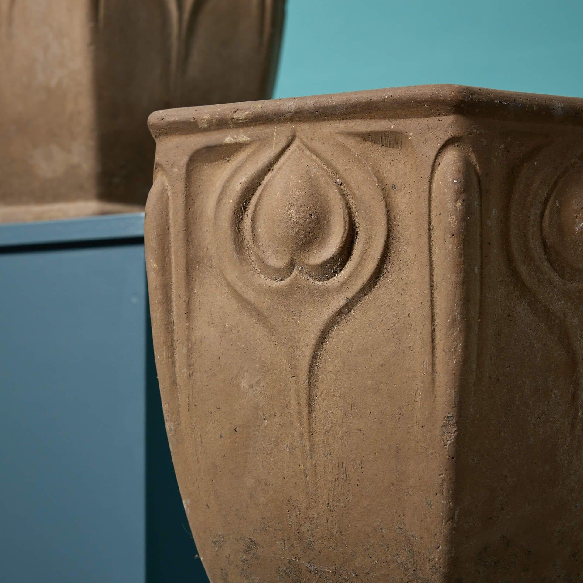 Georgian Pair of Doulton Art Nouveau Stoneware Planters For Sale