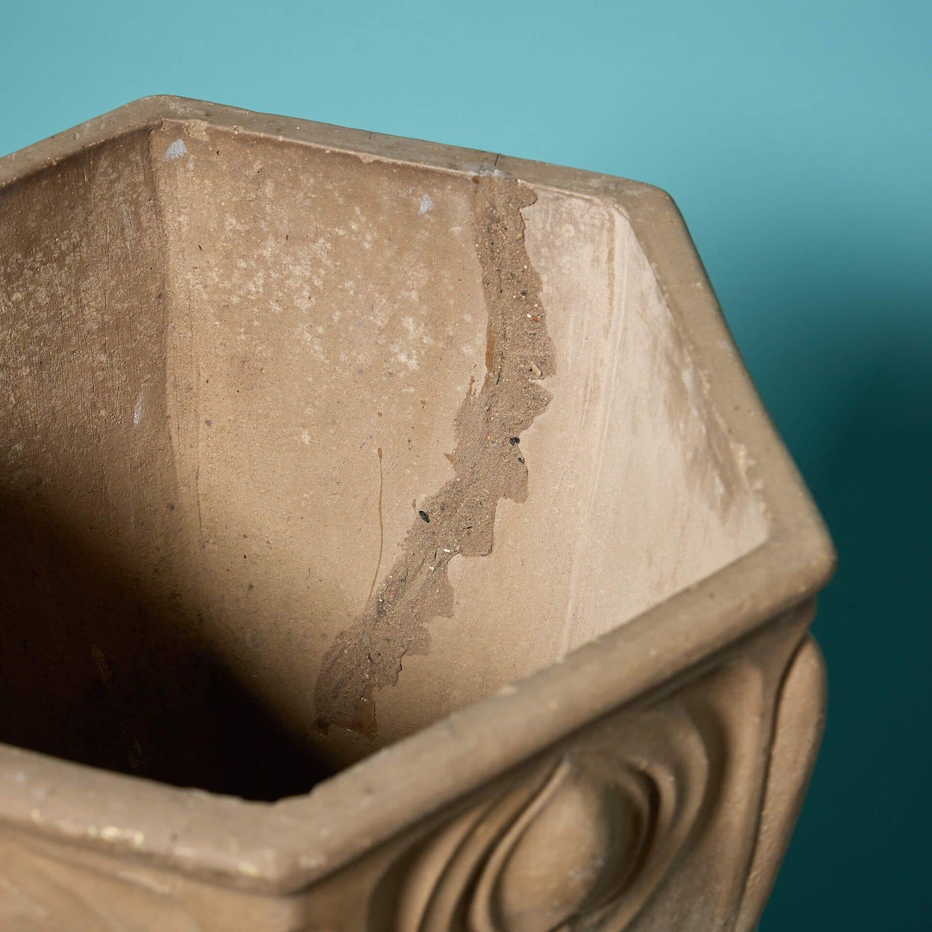 English Pair of Doulton Art Nouveau Stoneware Planters For Sale