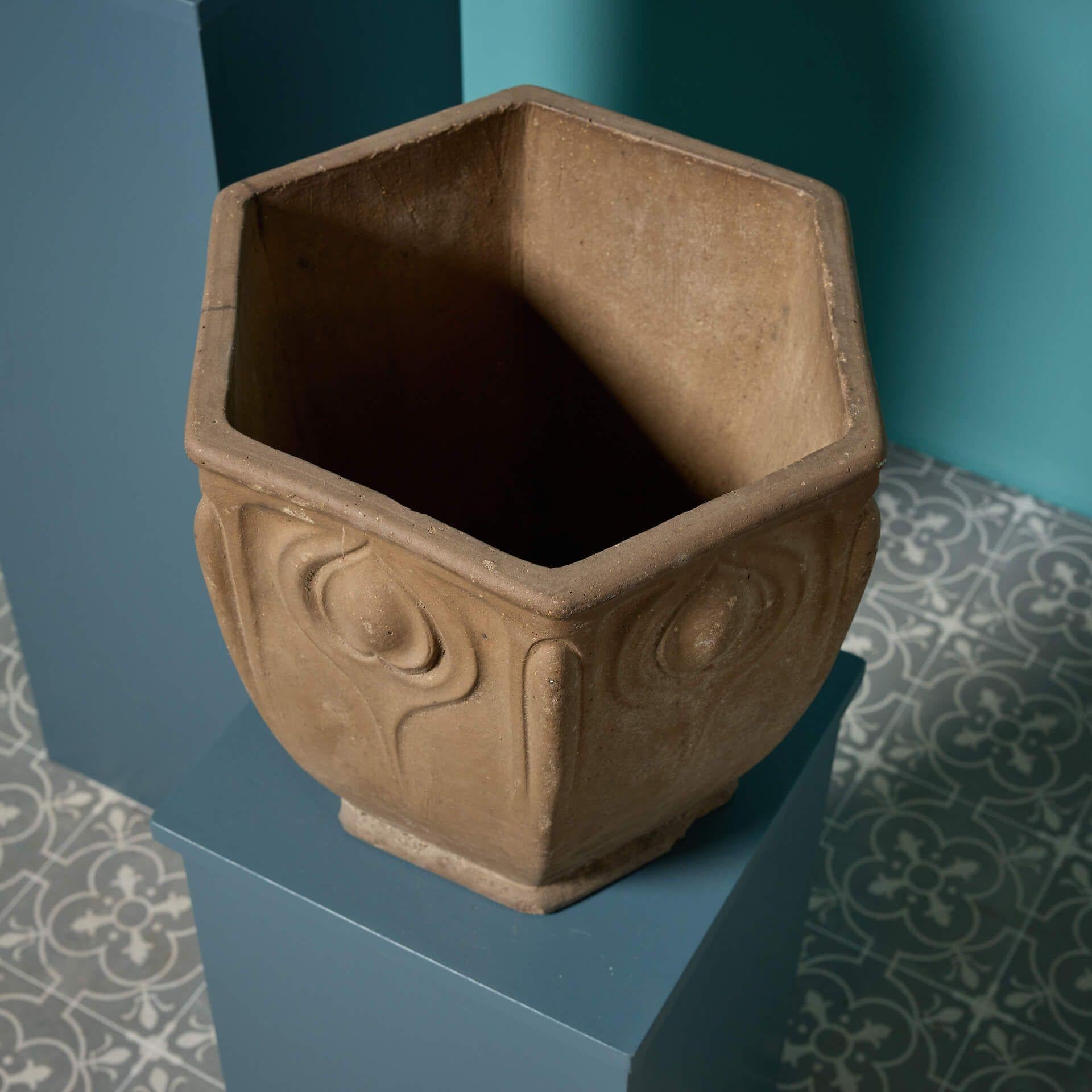 Pair of Doulton Art Nouveau Stoneware Planters In Fair Condition For Sale In Wormelow, Herefordshire