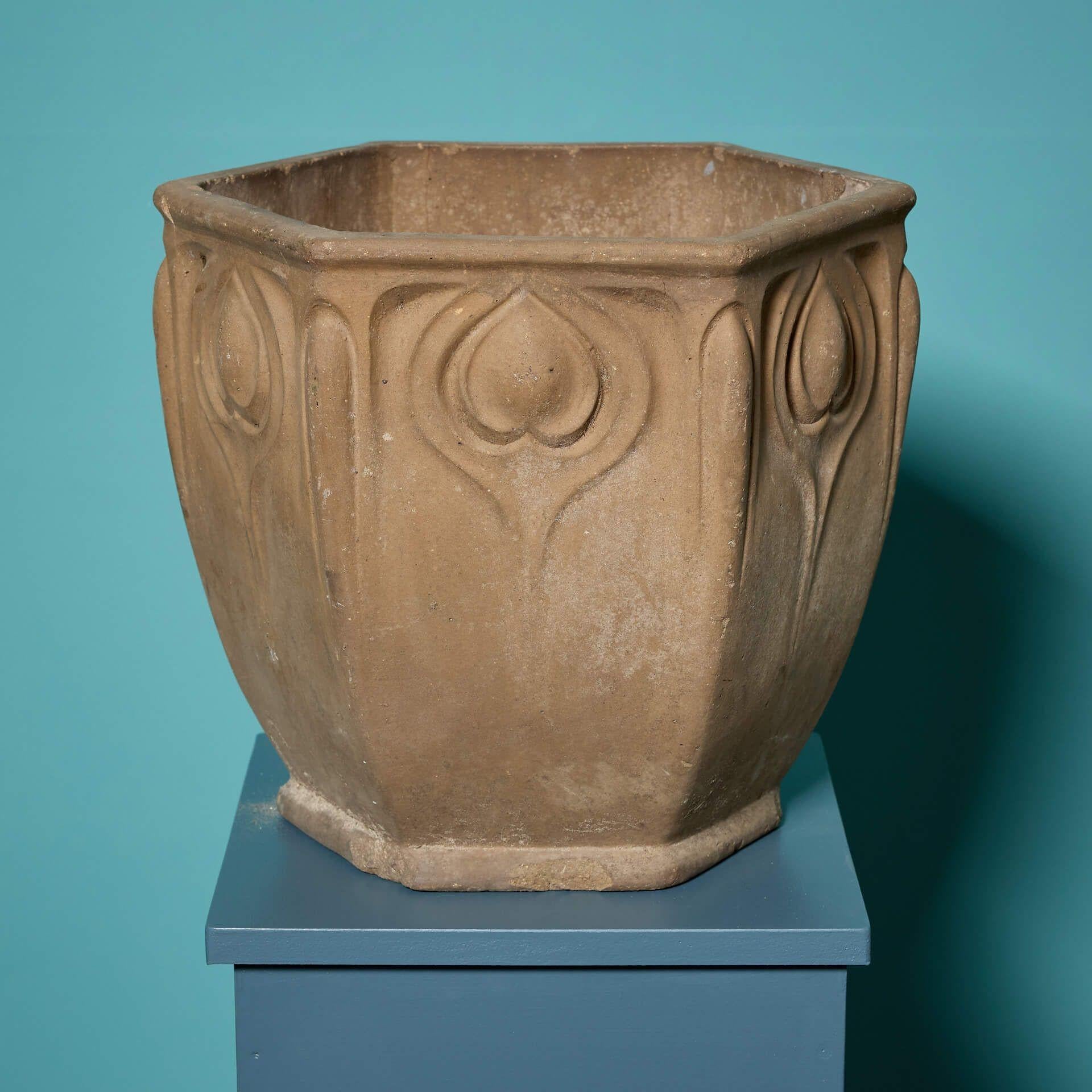 19th Century Pair of Doulton Art Nouveau Stoneware Planters For Sale