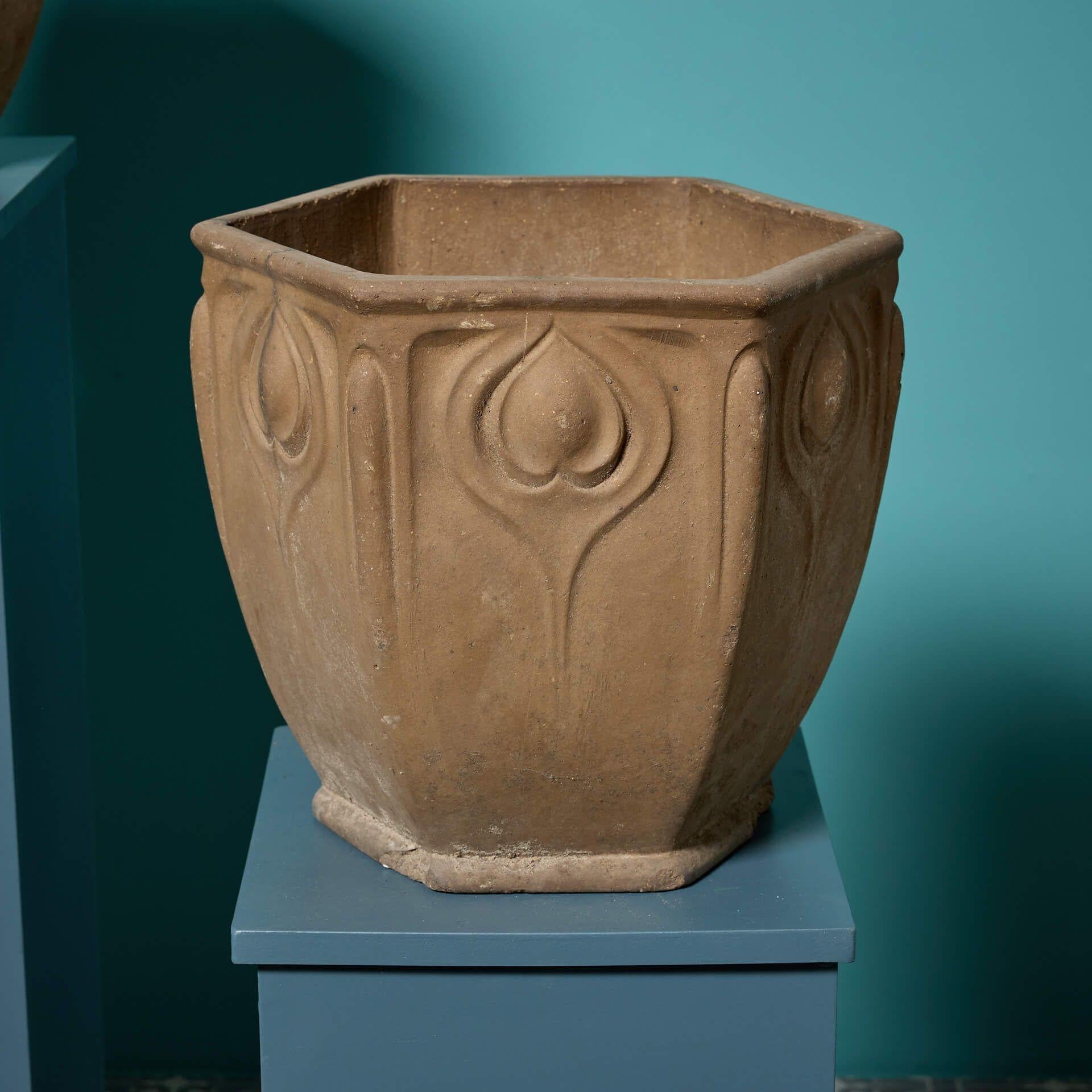 Ceramic Pair of Doulton Art Nouveau Stoneware Planters For Sale