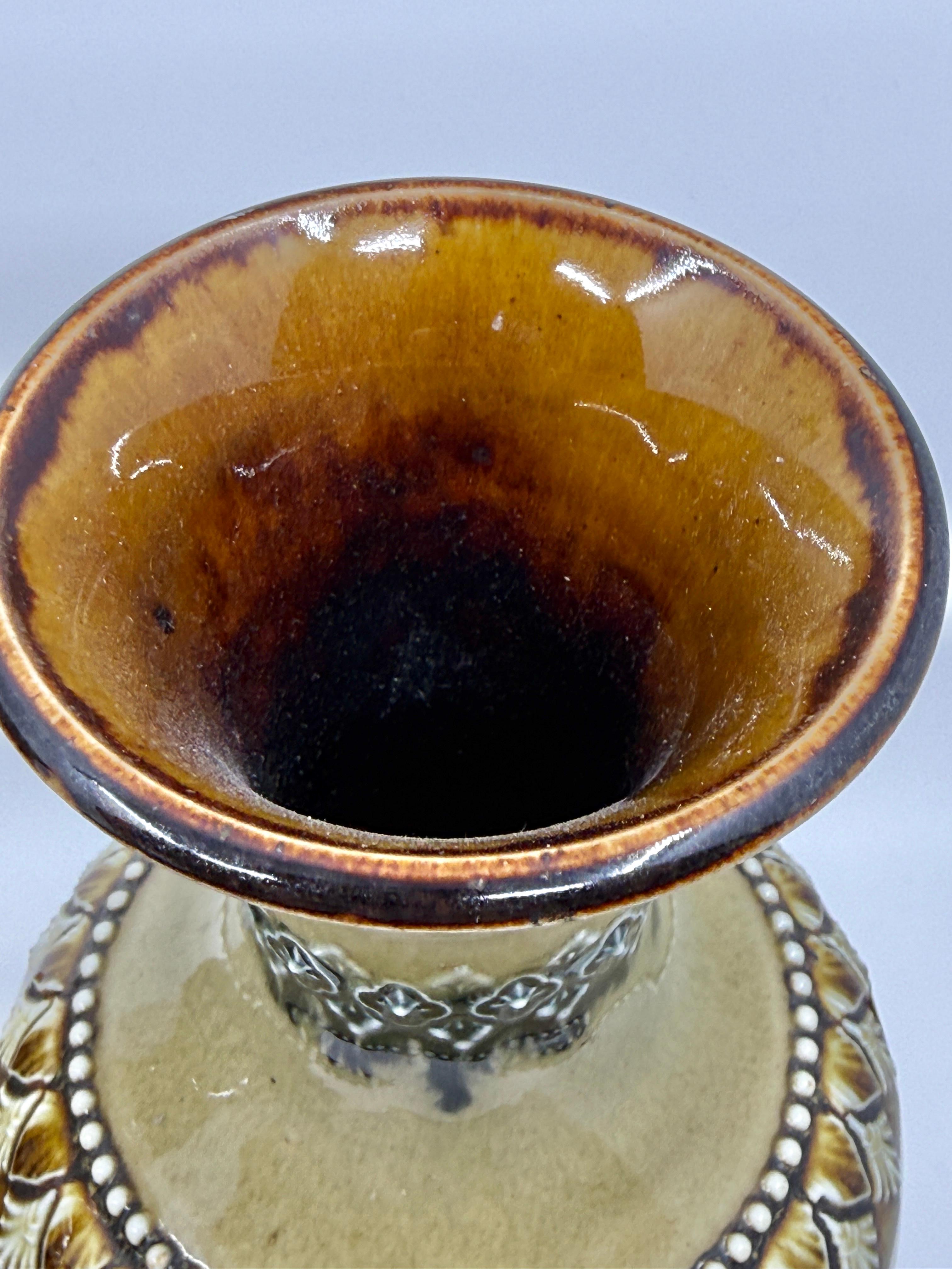 Pair of Doulton Lambeth Salt Glazed Decorated Vases 1884 in vendita 1