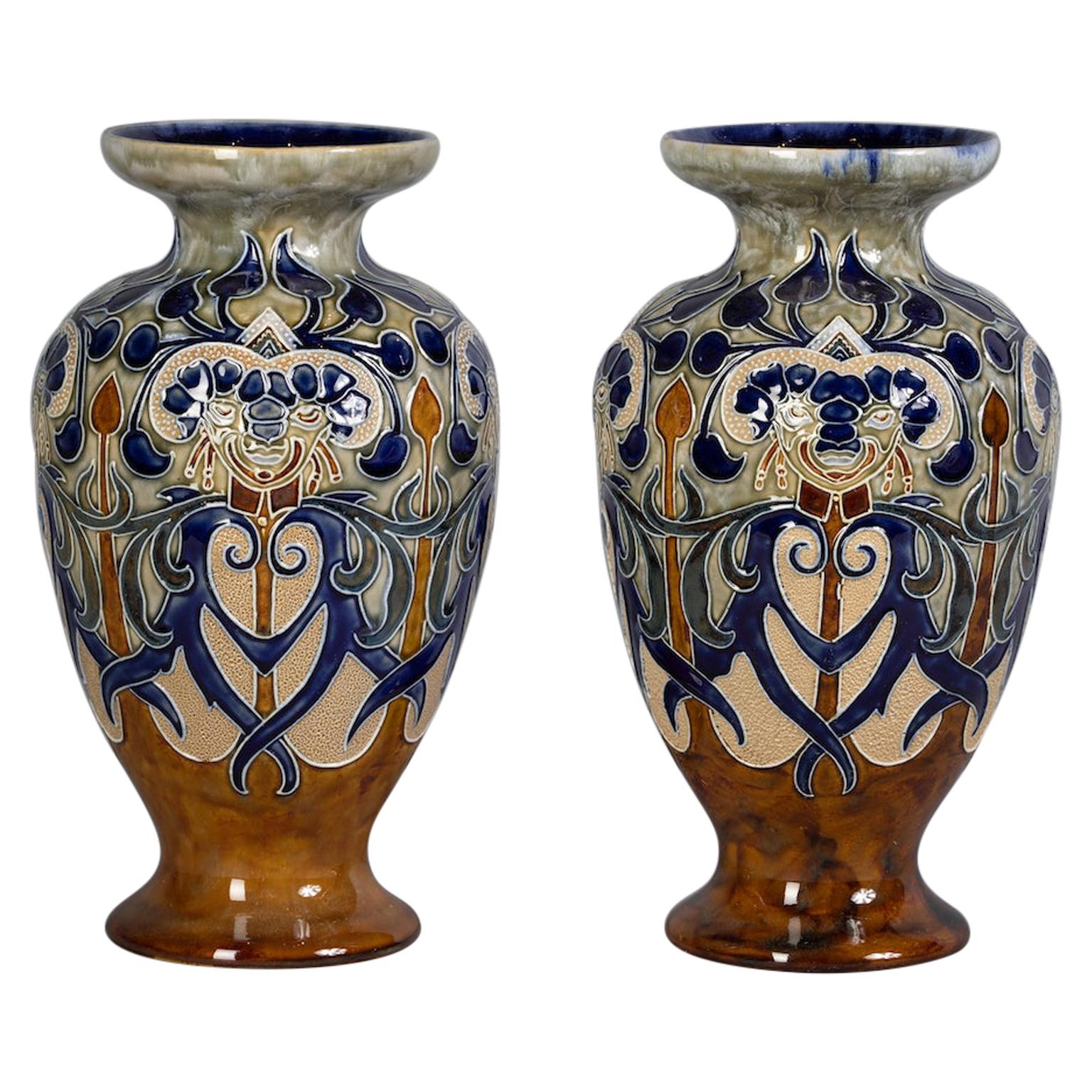 Pair of Doulton Lambeth Stoneware Vases, circa 1895
