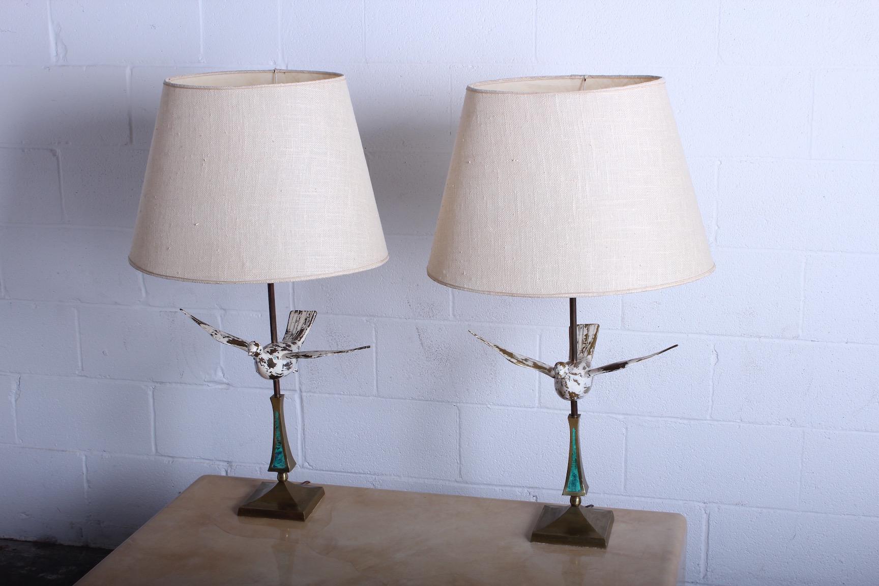 Mid-20th Century Pair of Dove Lamps by Pepe Mendoza