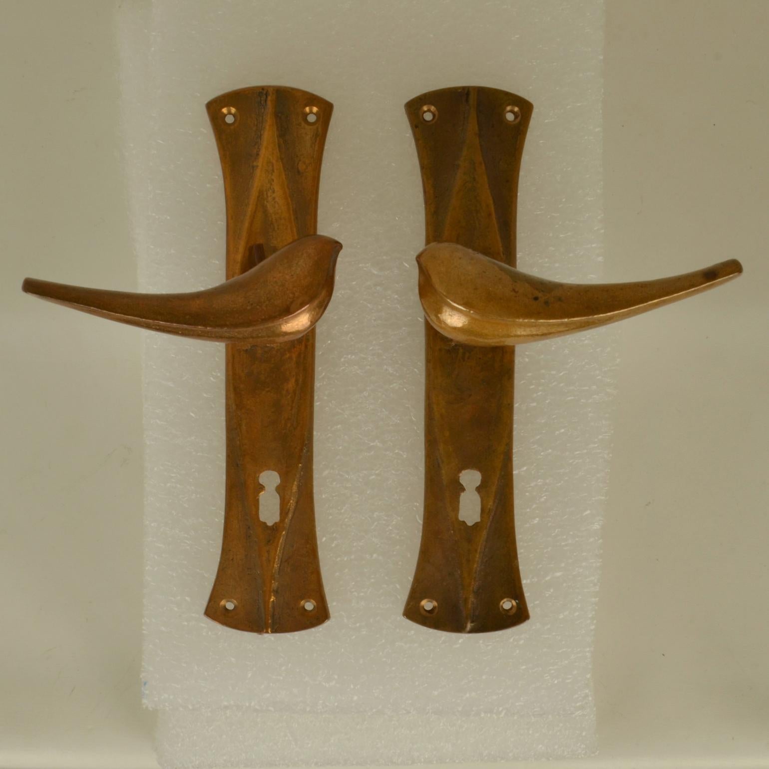 Architektonisches Paar Bronze-Vogel-Türgriffe aus Bronzeguss 2