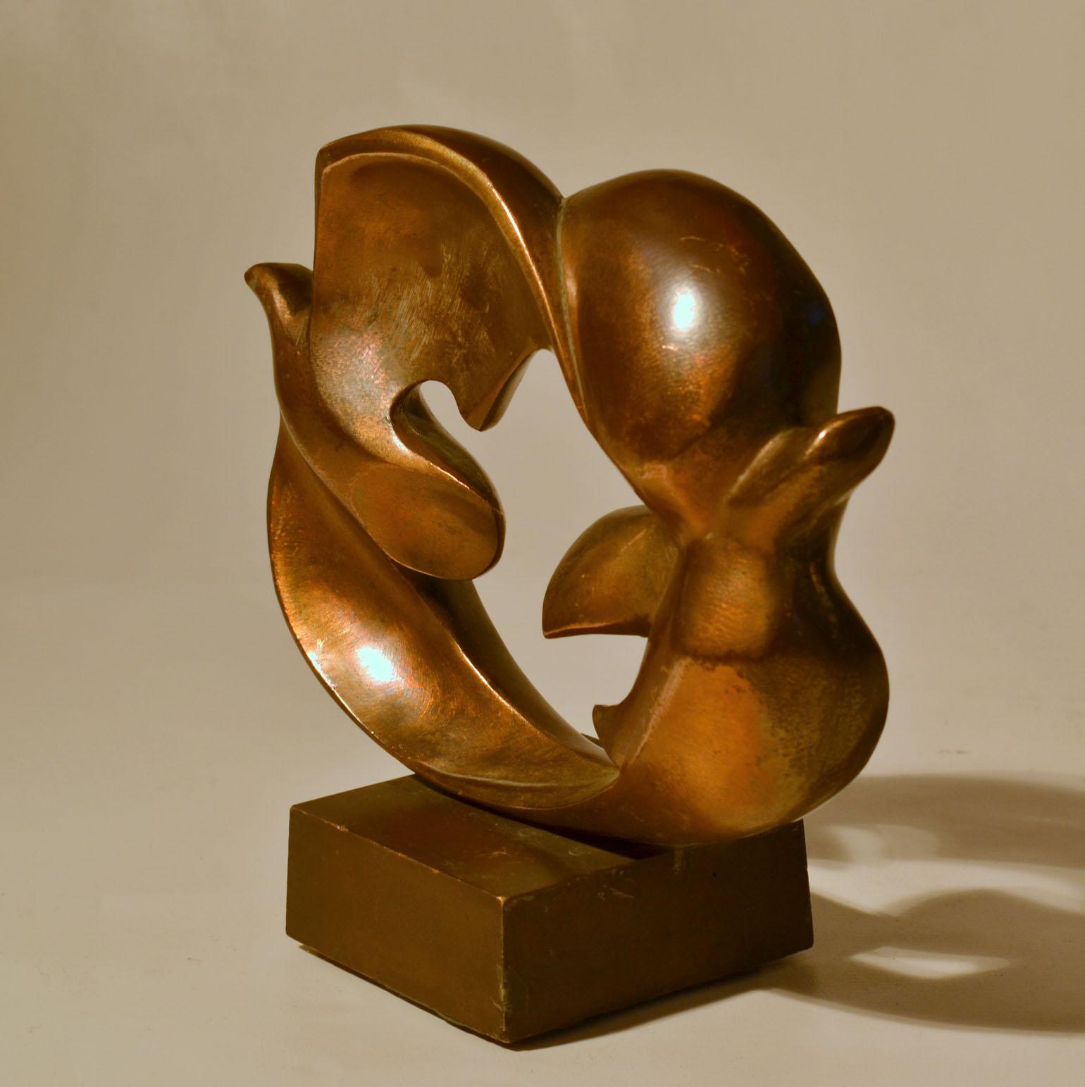Late 20th Century Pair of Doves Sculpture Cast Bronze, French by Coutelle, 1960s