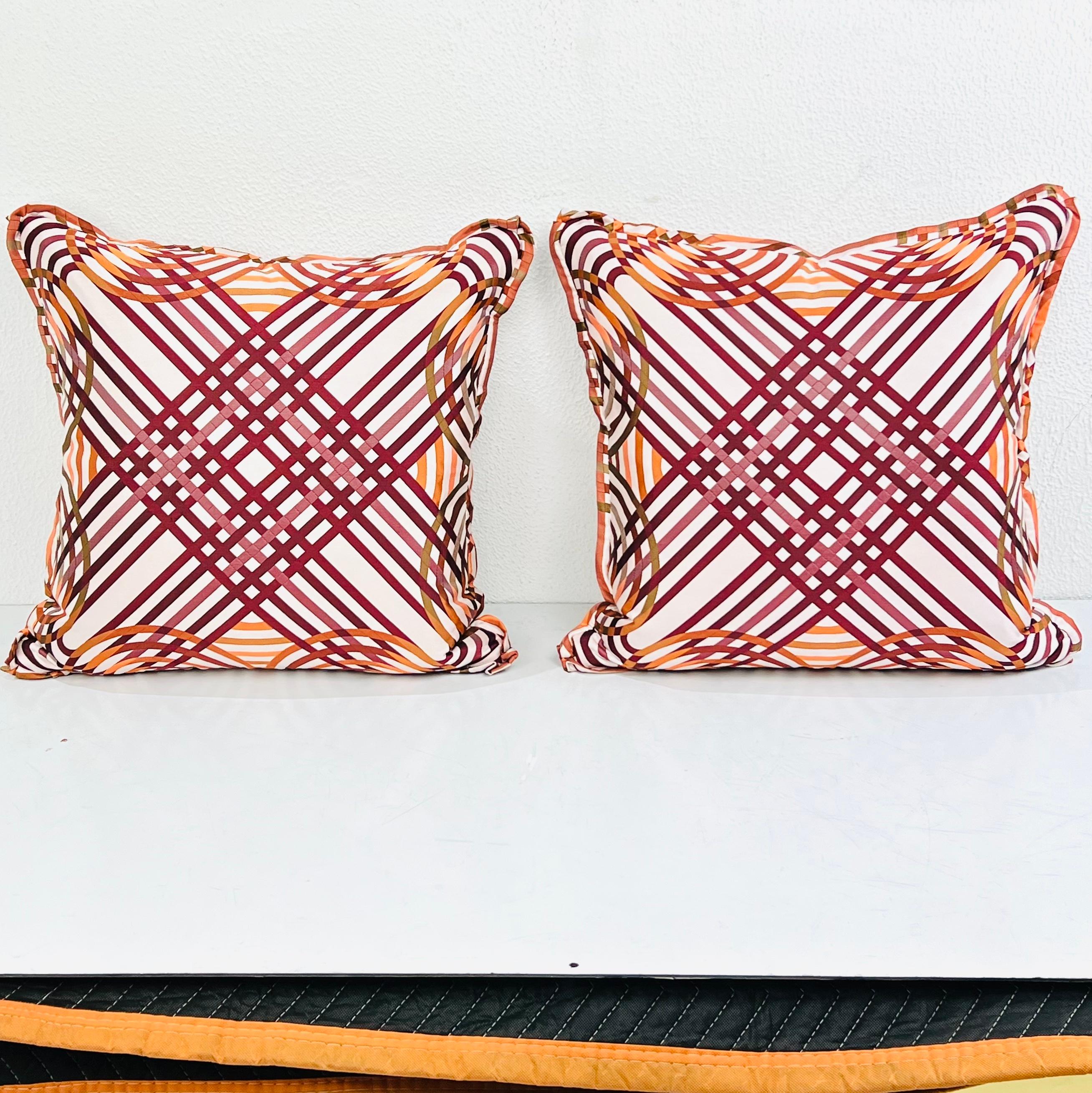 Pair of down pillows upholstered in exquisite limited edition 