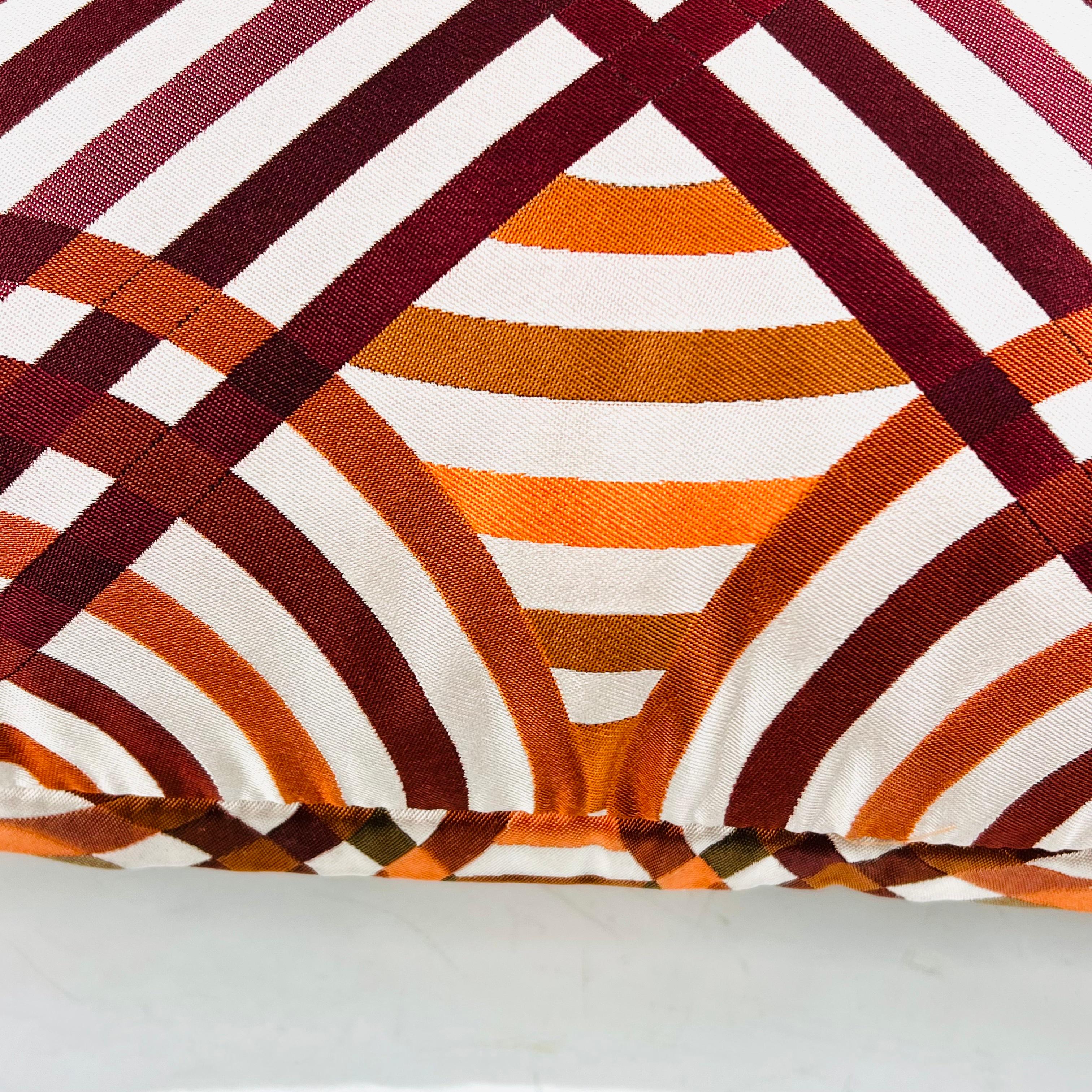 Pair of Down Pillows in Hermes Silk Spirographie Fabric In Excellent Condition For Sale In Dallas, TX