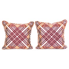 Pair of Down Pillows in Hermes Silk Spirographie Fabric