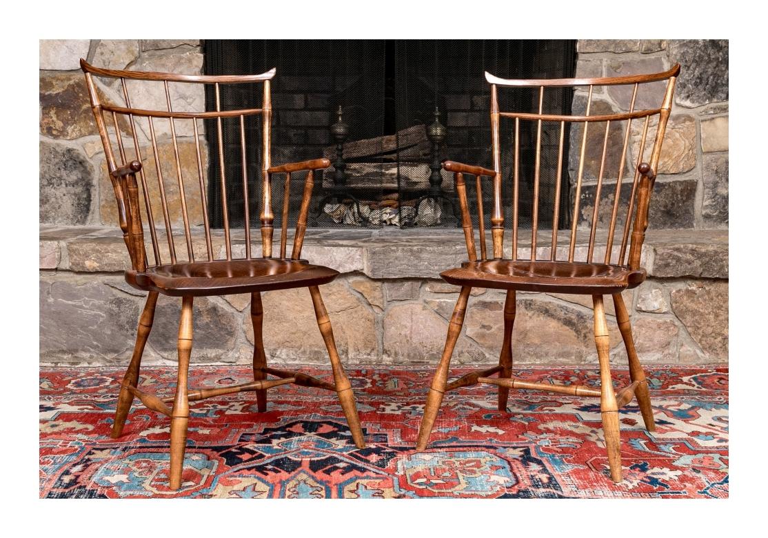 Pair Of  D.R. Dimes Bird Cage Windsor Arm Chairs For Sale 4