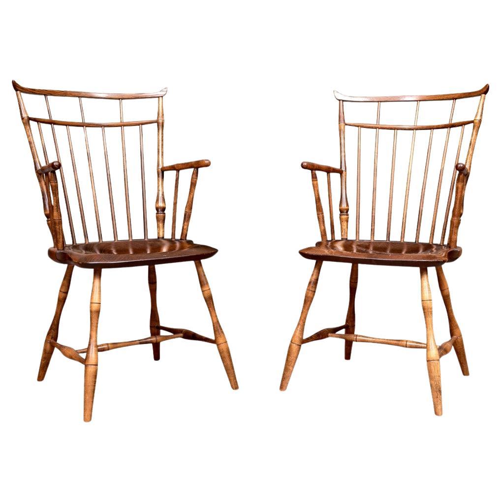 Pair Of  D.R. Dimes Bird Cage Windsor Arm Chairs For Sale